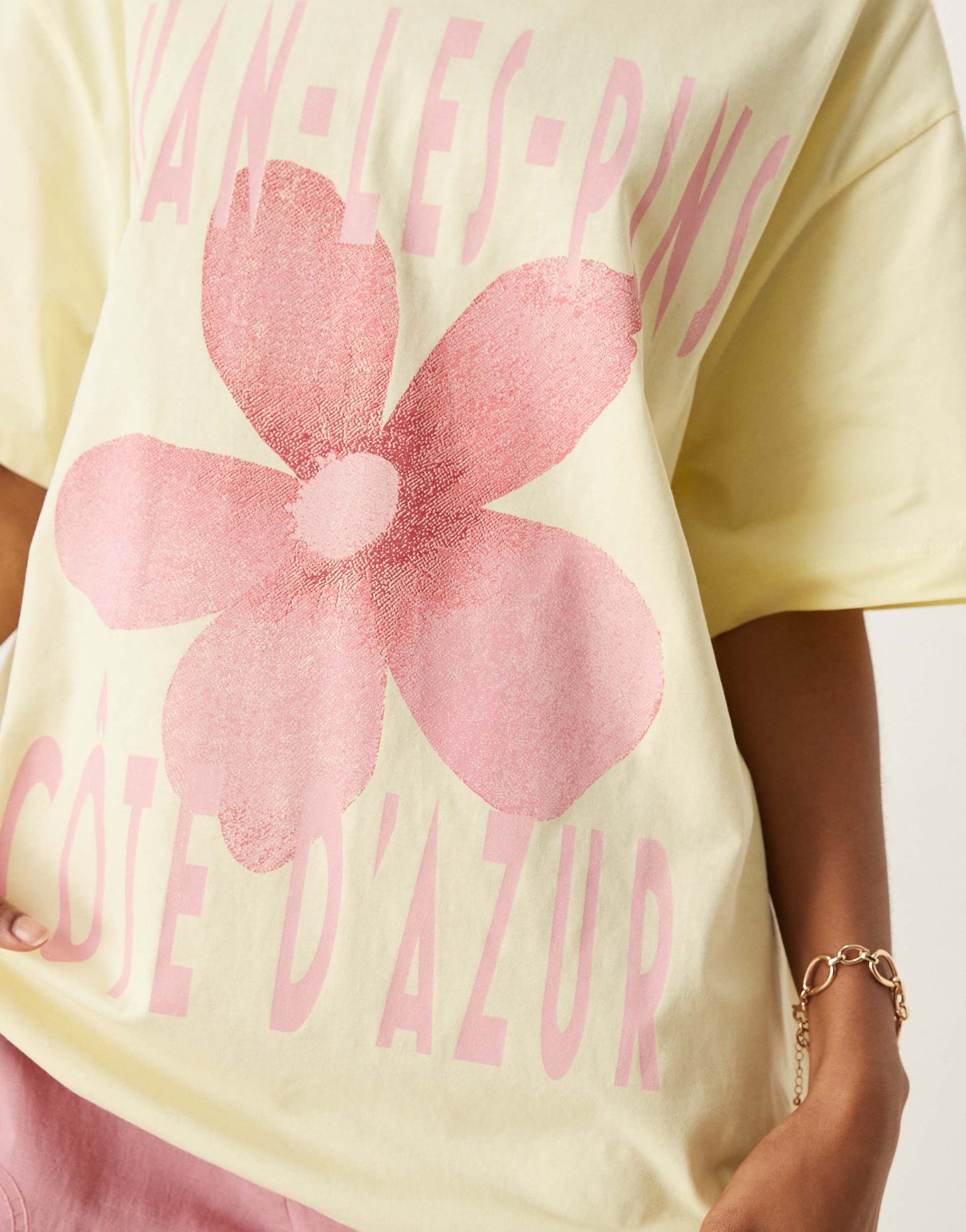 ASOS DESIGN oversized t-shirt with cote d'azur graphic in buttermilk
