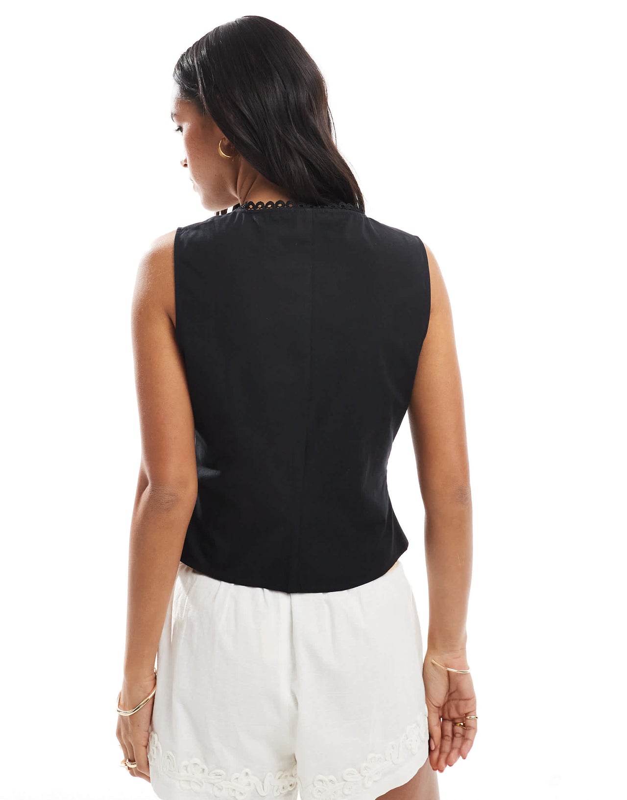 ASOS DESIGN tie front co-ord waistcoat in black