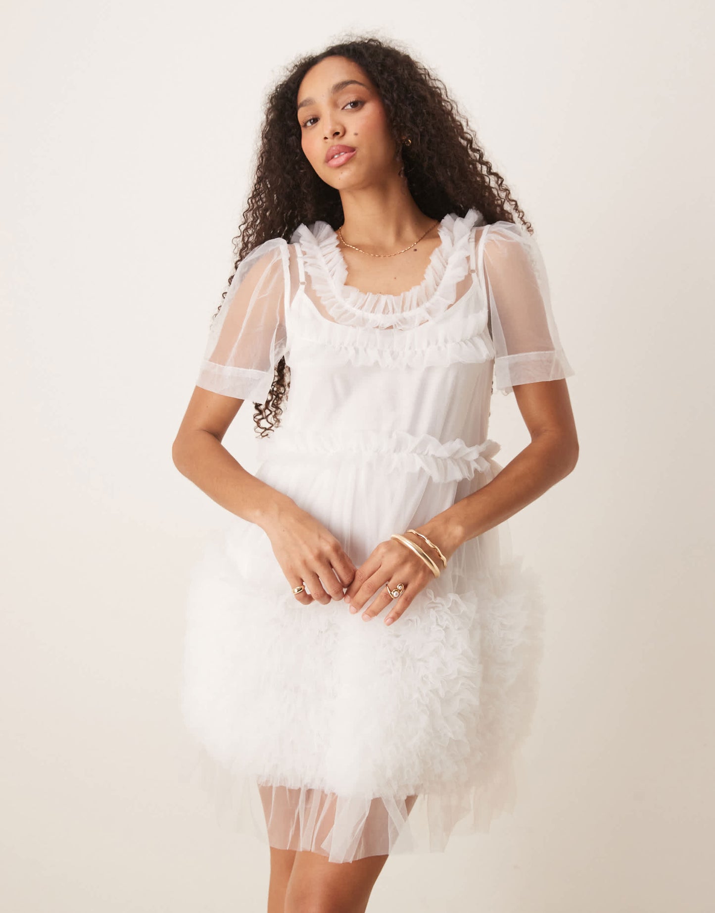 Dream Sister Jane Heather tulle mini dress in ivory