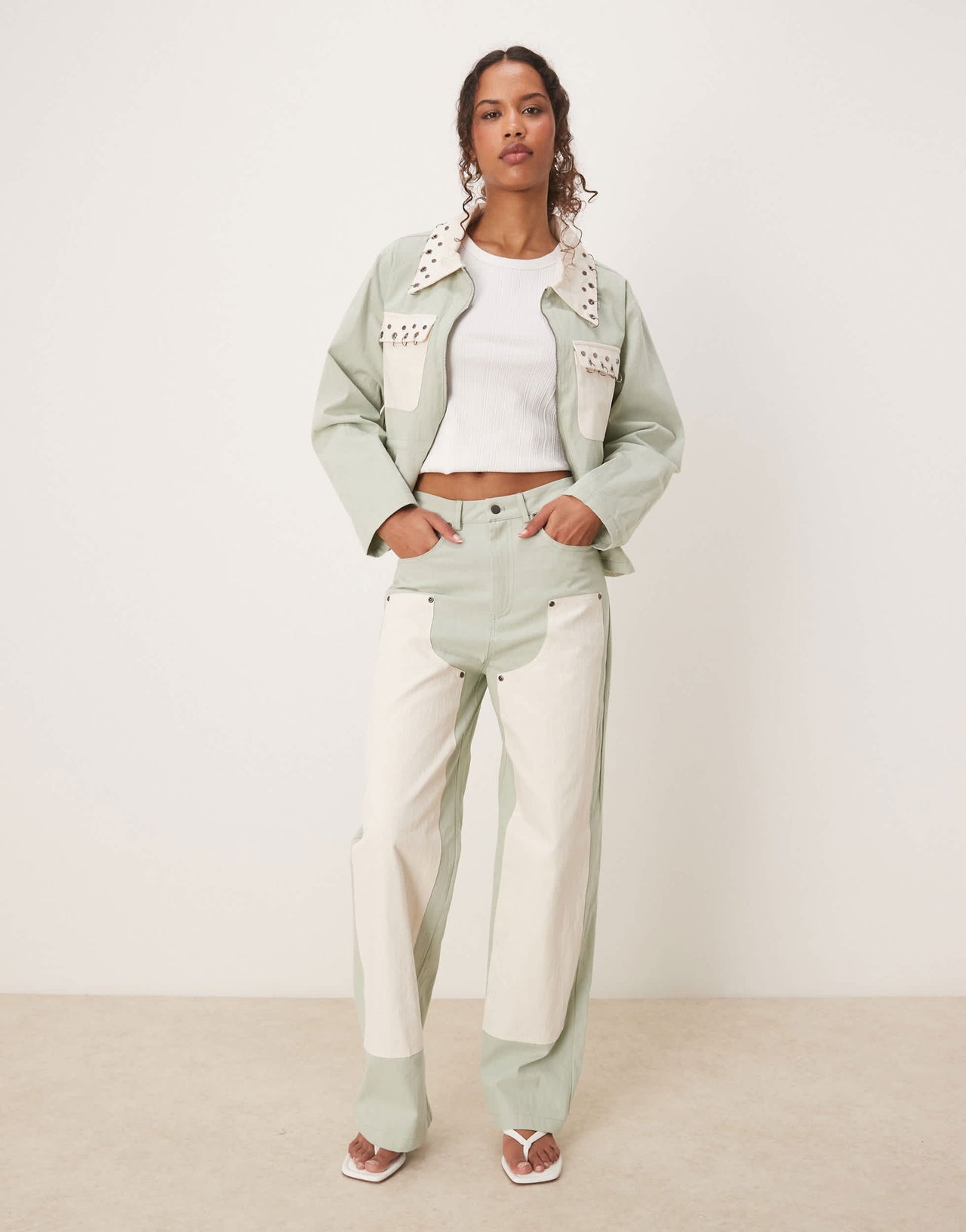 Ghospell contrast jean in light green