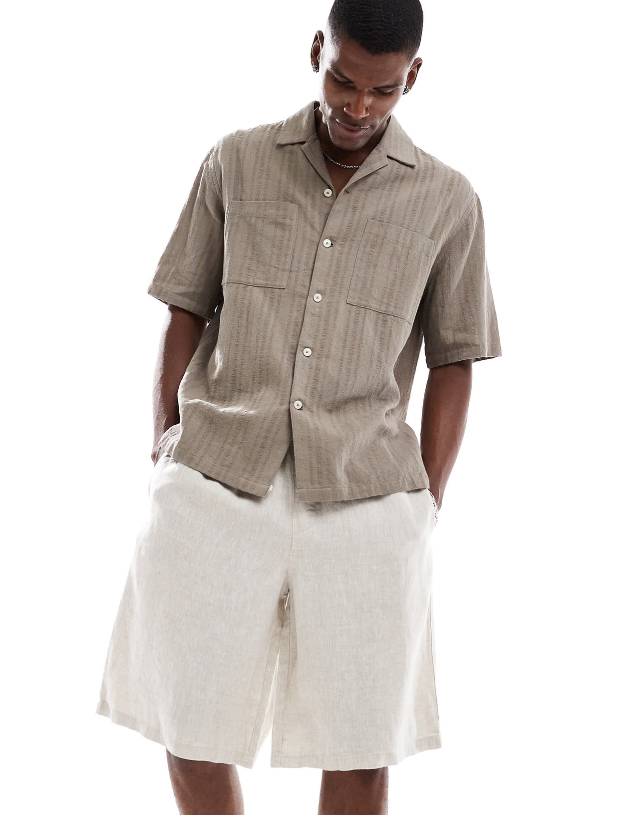Cotton On baggy linen shorts in oatmeal