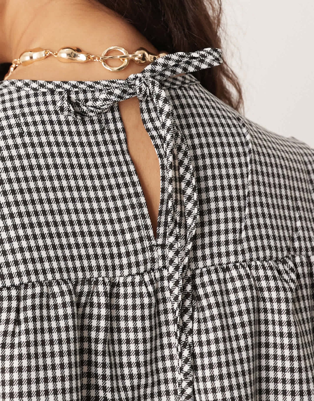 Glamorous chuck on babydoll smock dress in black and white check