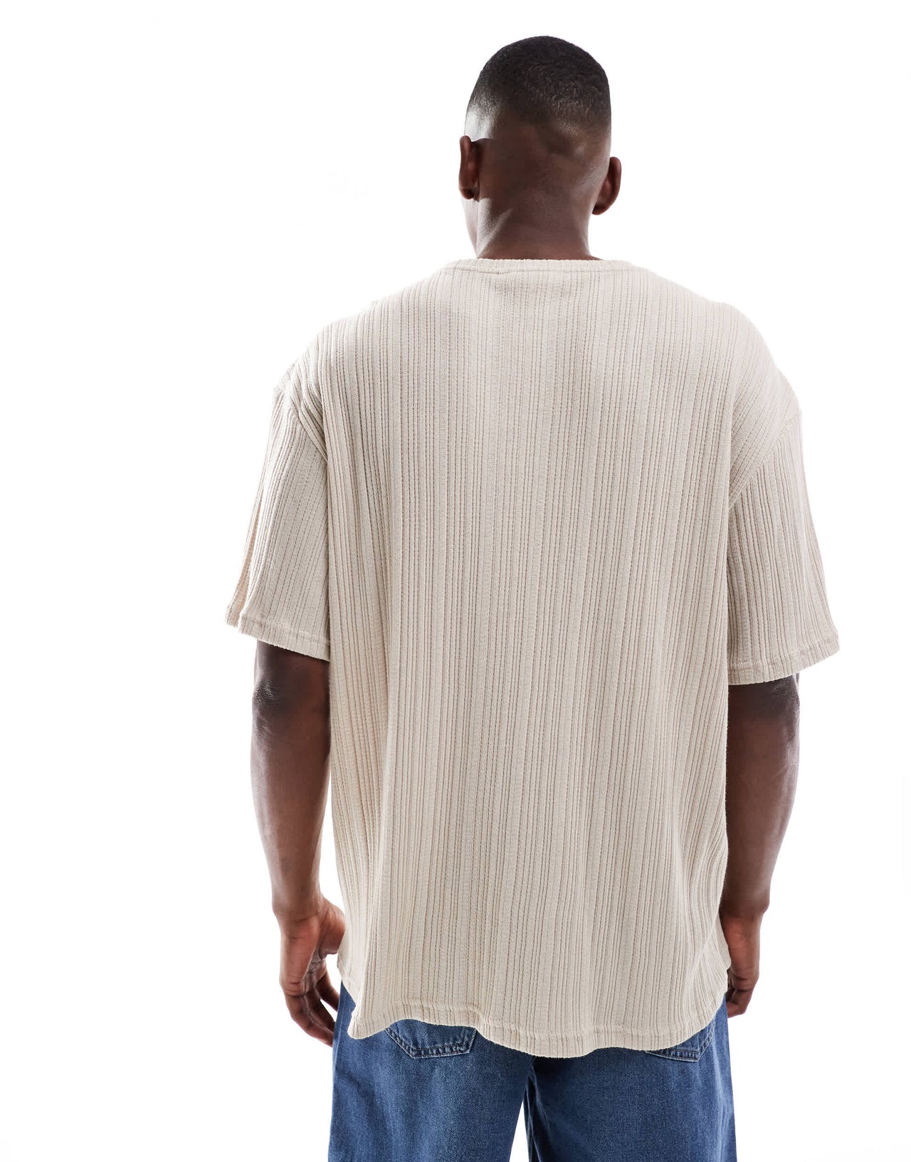 ONLY & SONS relaxed fit textured t-shirt in beige