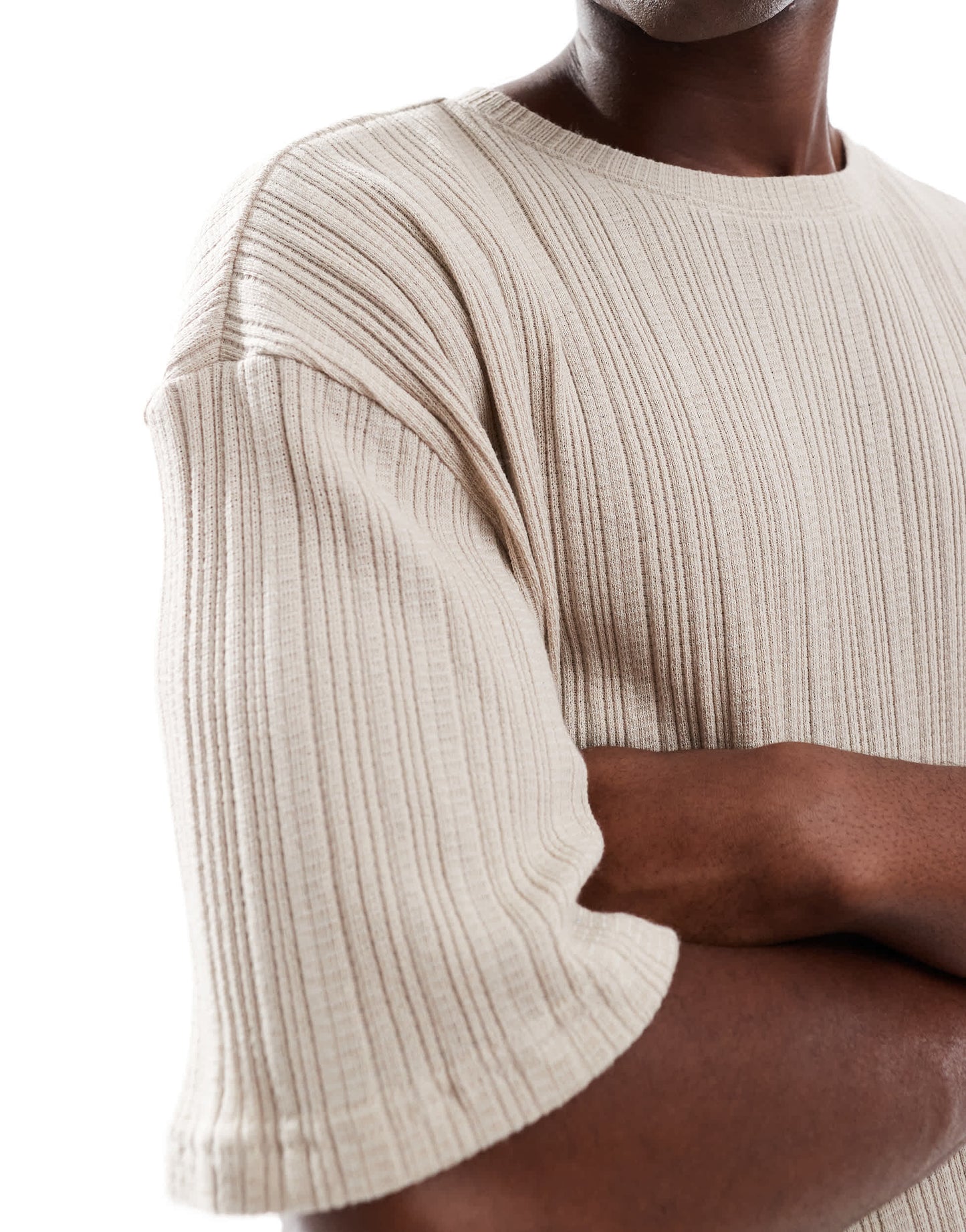 ONLY & SONS relaxed fit textured t-shirt in beige