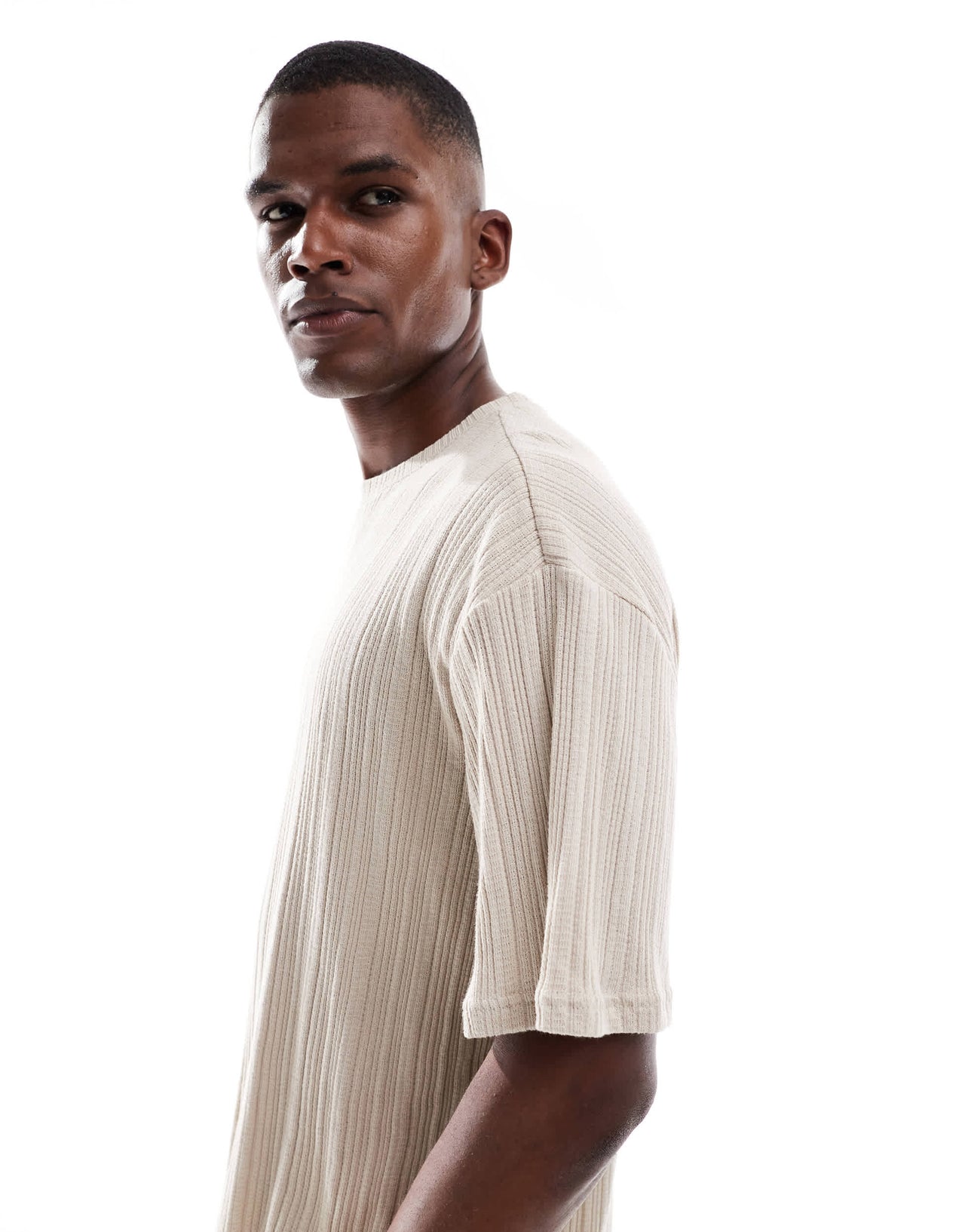 ONLY & SONS relaxed fit textured t-shirt in beige