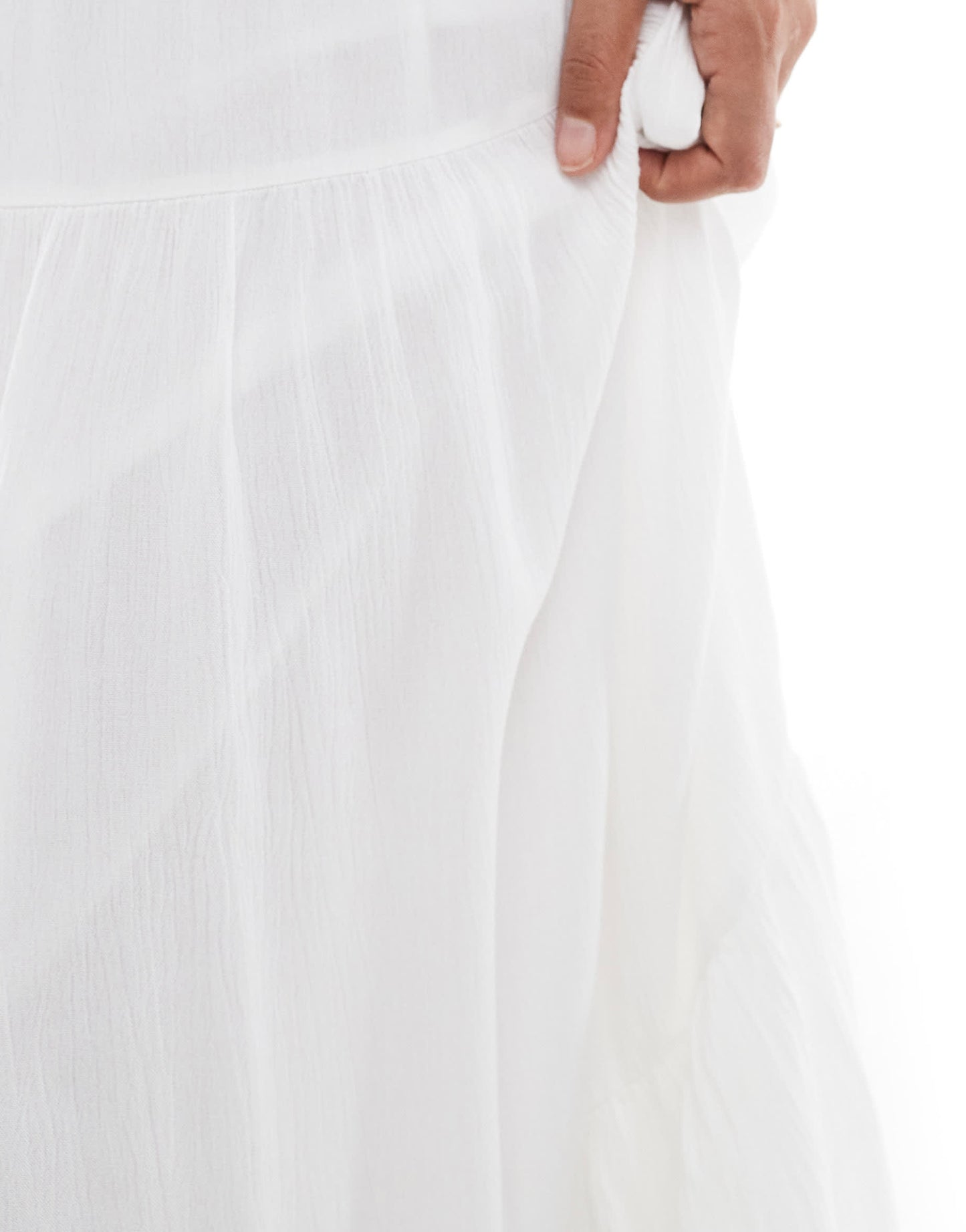 Stradivarius Petite boho midi skirt in white
