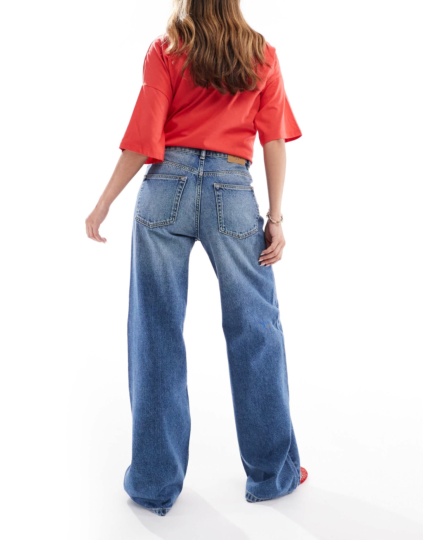 Pull&Bear wide leg jeans in blue