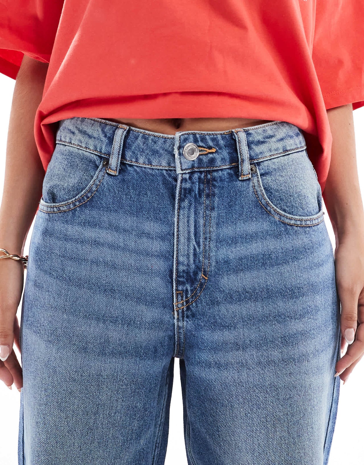 Pull&Bear wide leg jeans in blue