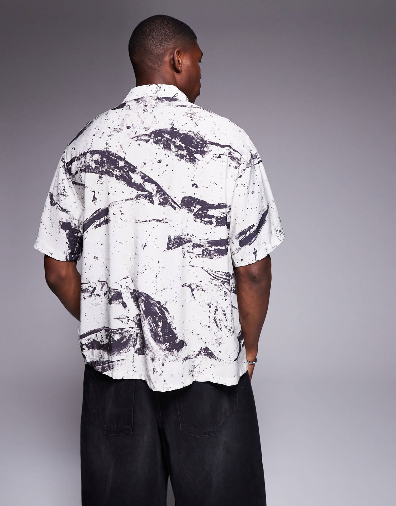 Bershka abstract shirt in white