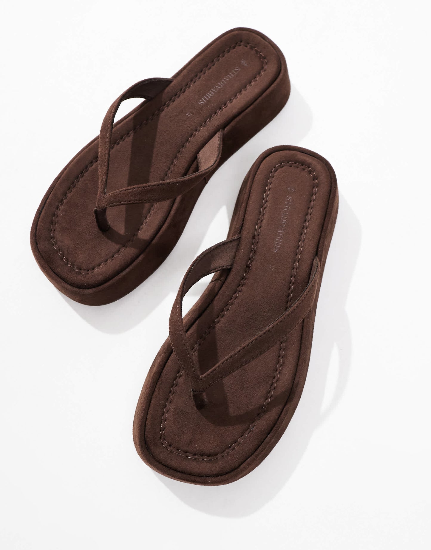 Stradivarius flatform sandal in dark brown
