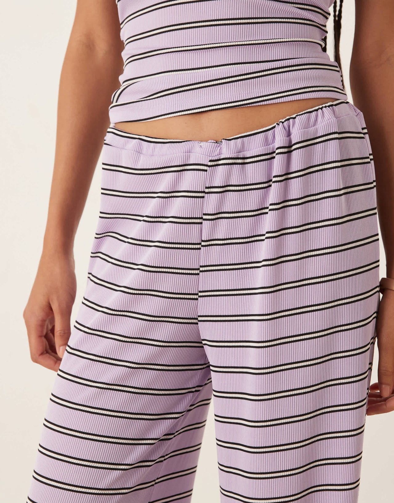ASOS DESIGN wide leg trouser co-ord in lilac stripe