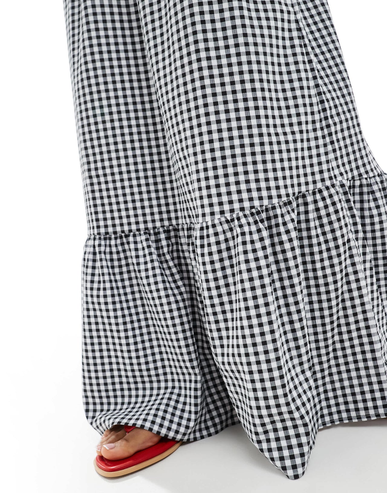 Vero Moda Tall tiered hem maxi skirt  in black gingham print