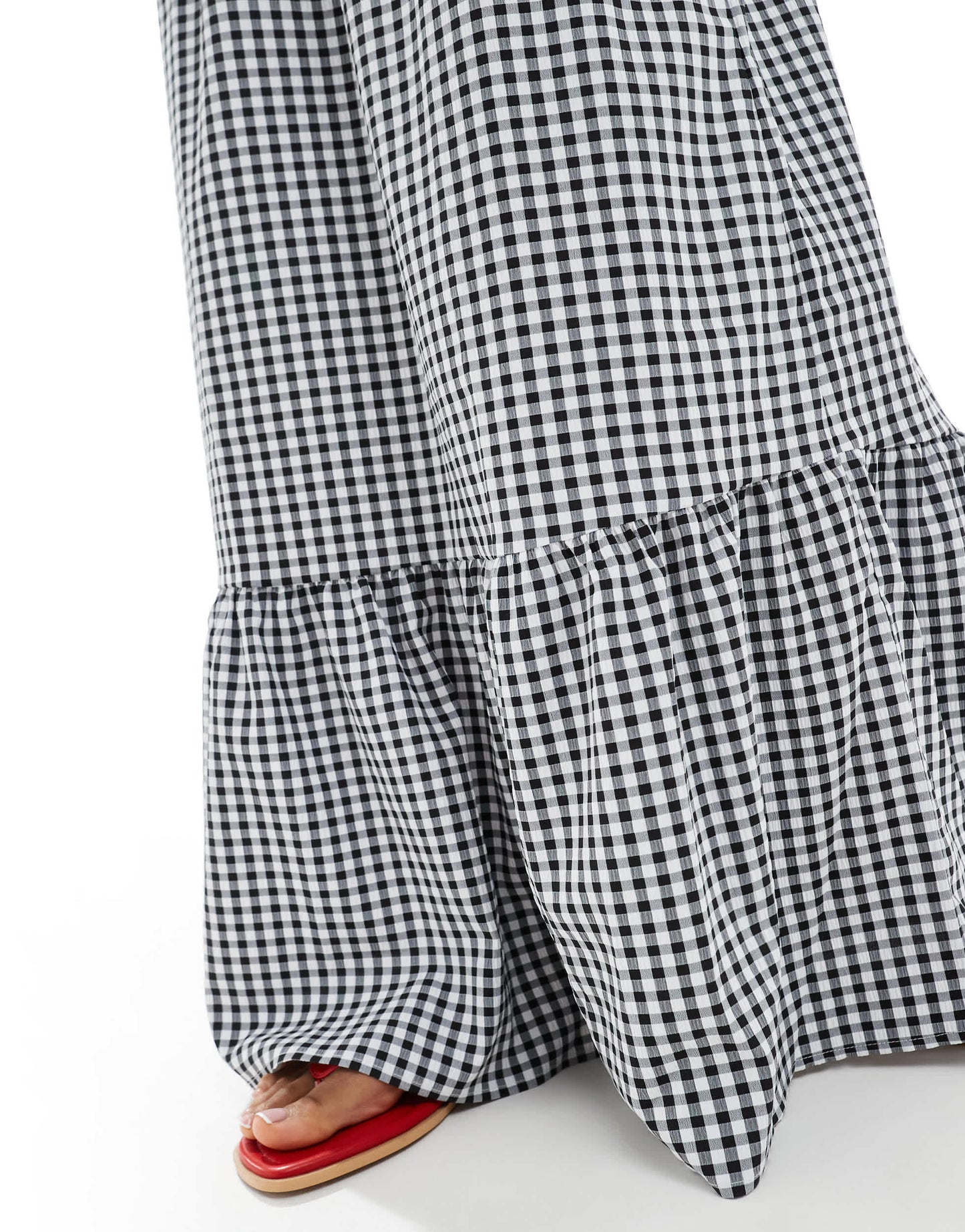 Vero Moda Tall tiered hem maxi skirt  in black gingham print