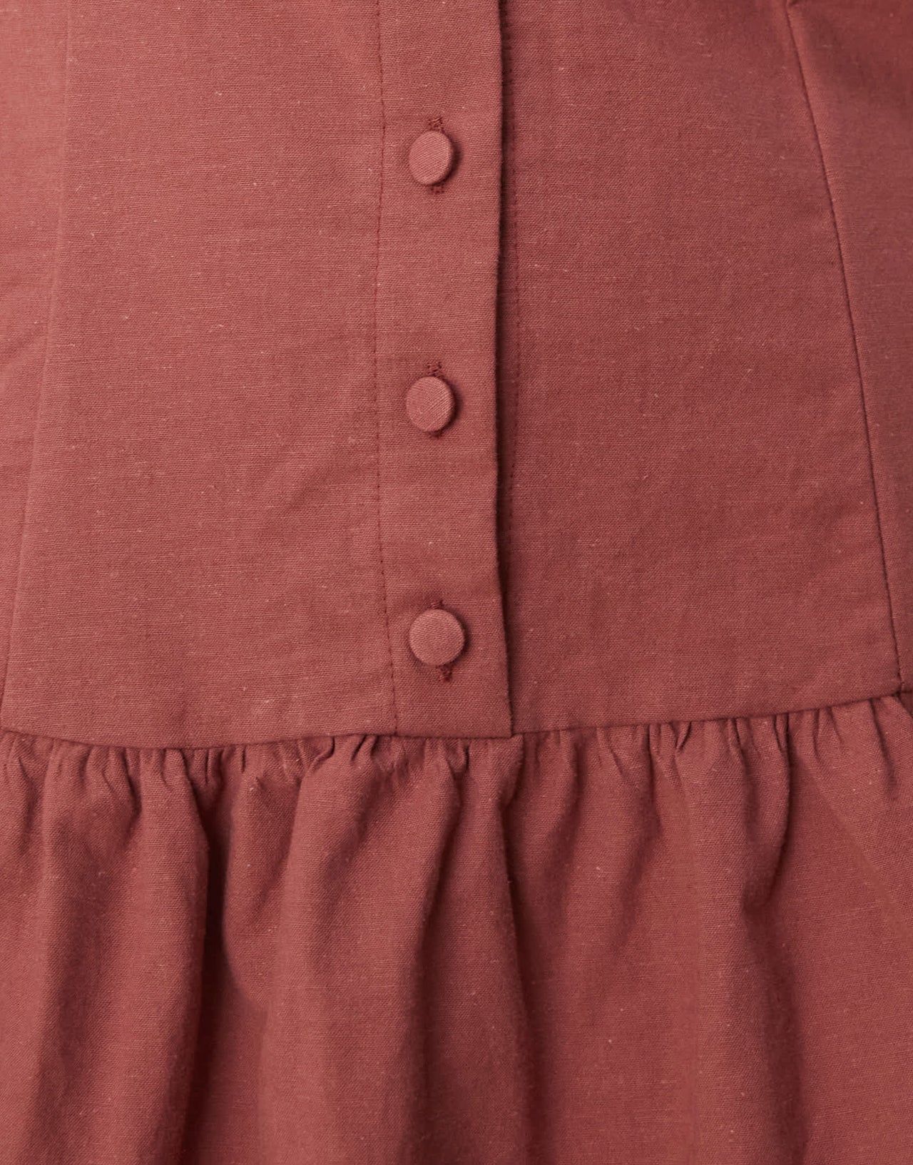 ASOS DESIGN button down dropped waist mini dress with straight neck in washed burgundy