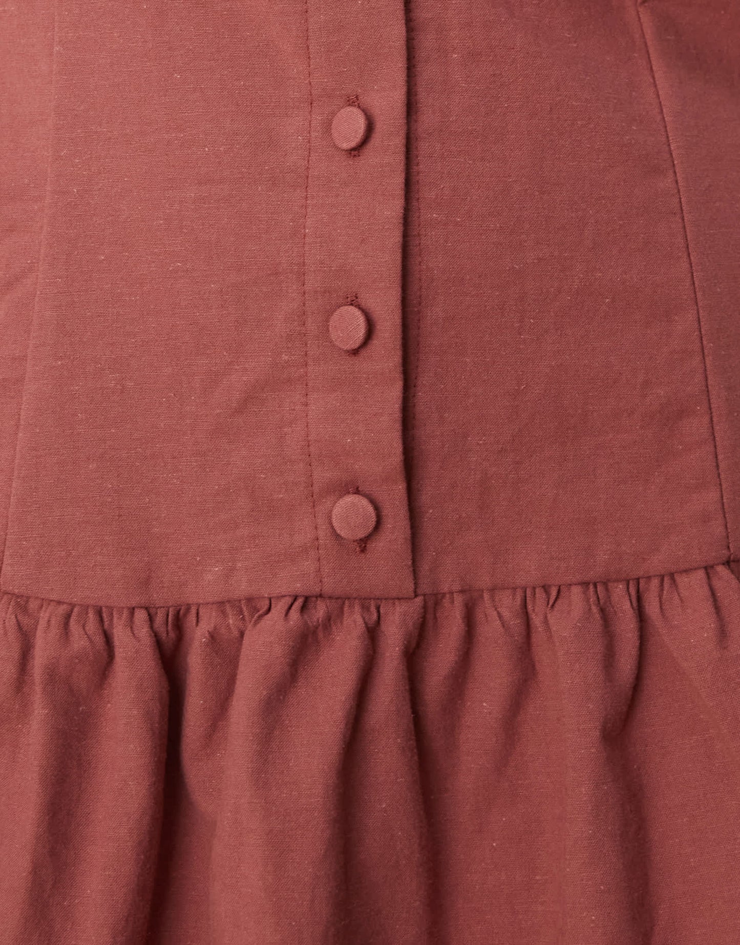 ASOS DESIGN button down dropped waist mini dress with straight neck in washed burgundy