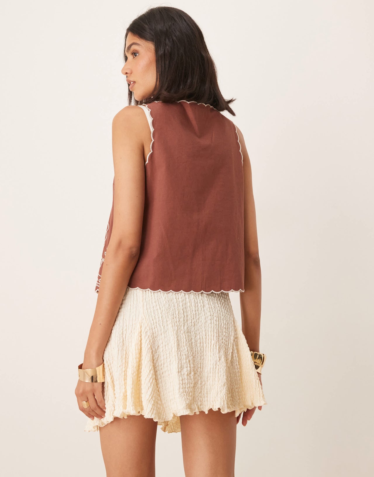 ASOS DESIGN texture godet mini skirt in ivory