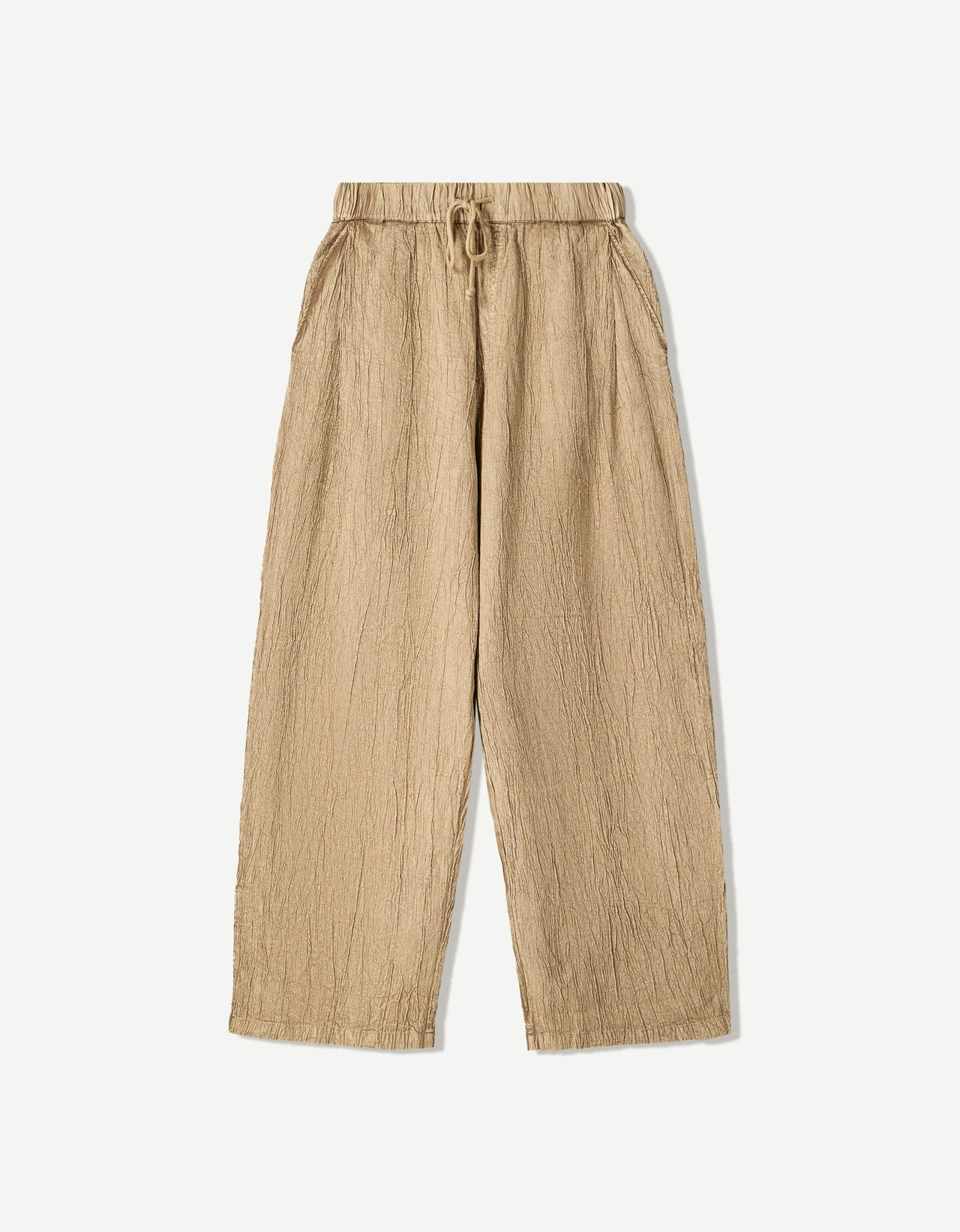 Bershka heavy plisse co-ord trouser in sand