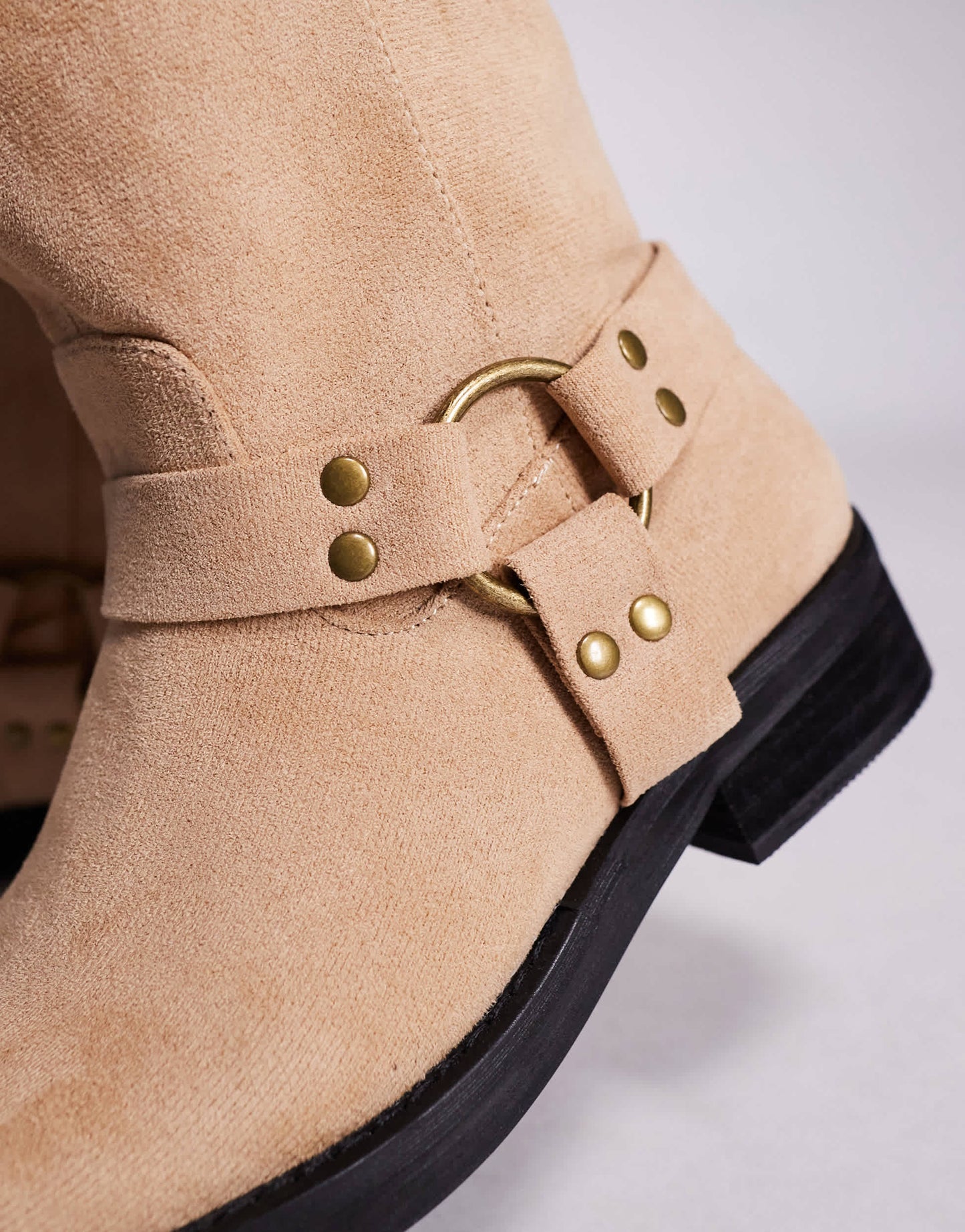 Public Desire Wide Fit Sienna biker boots in sand faux suede