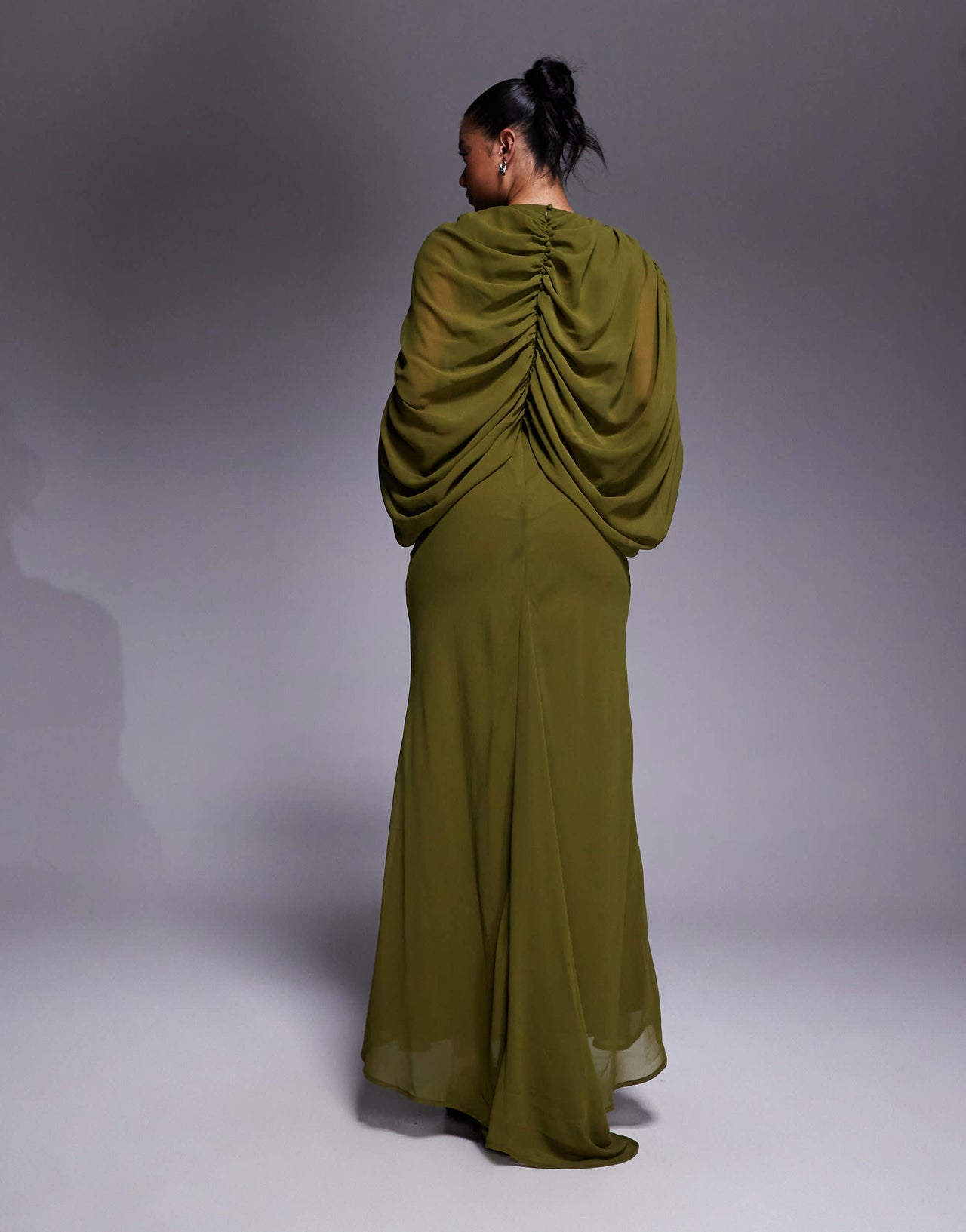 ASOS DESIGN keyhole draped kimono sleeve maxi dress in green