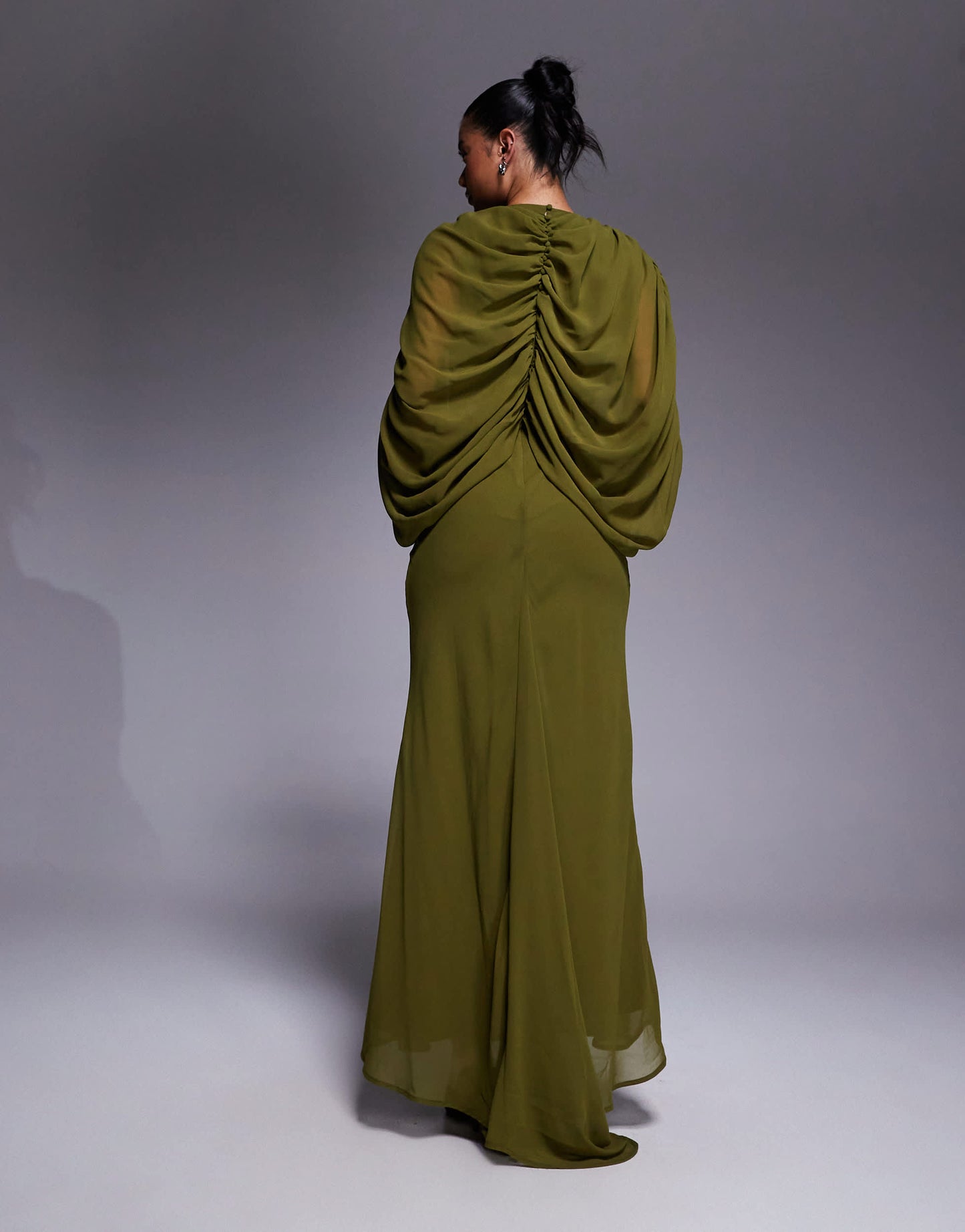 ASOS DESIGN keyhole draped kimono sleeve maxi dress in green