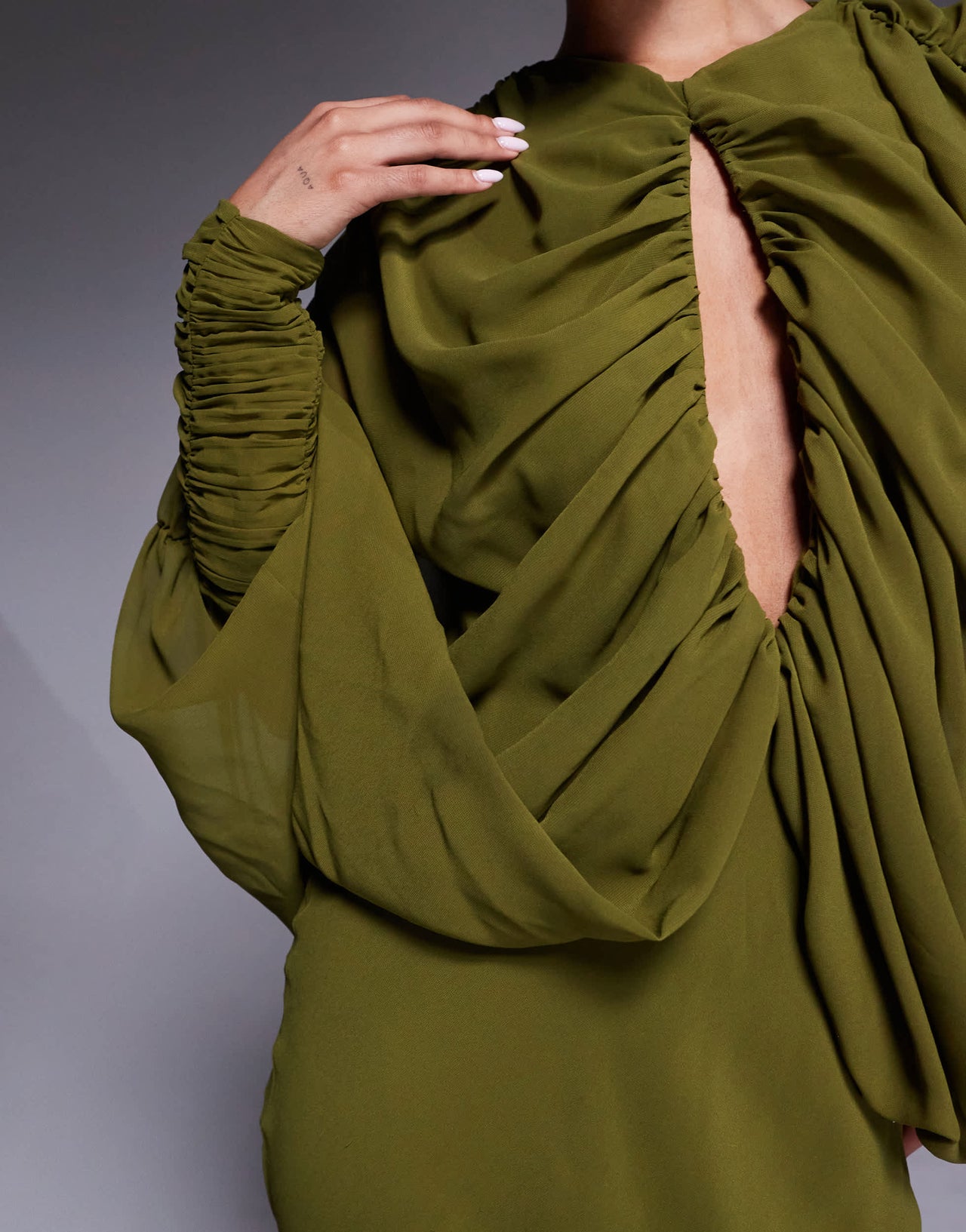 ASOS DESIGN keyhole draped kimono sleeve maxi dress in green
