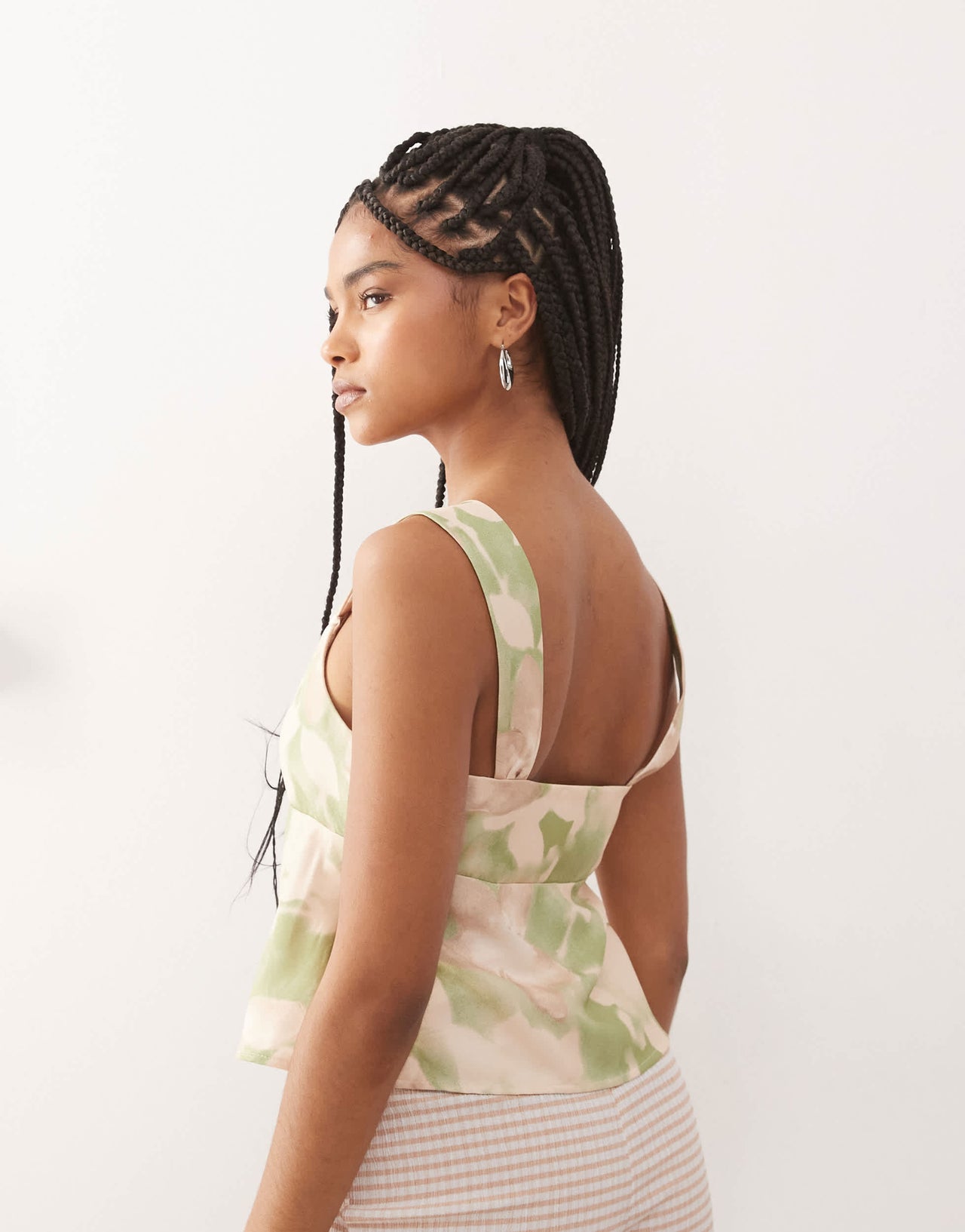 Reclaimed Vintage floral printed floaty cami in green