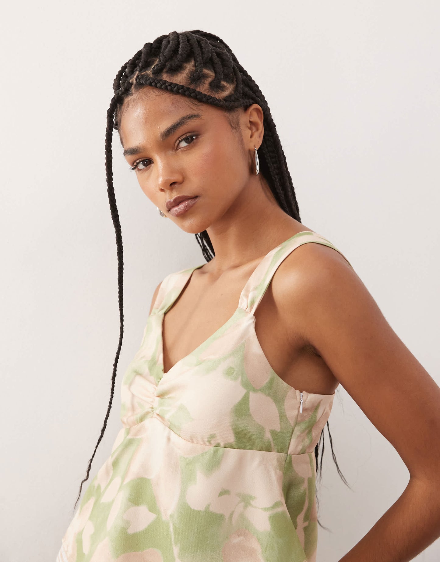 Reclaimed Vintage floral printed floaty cami in green