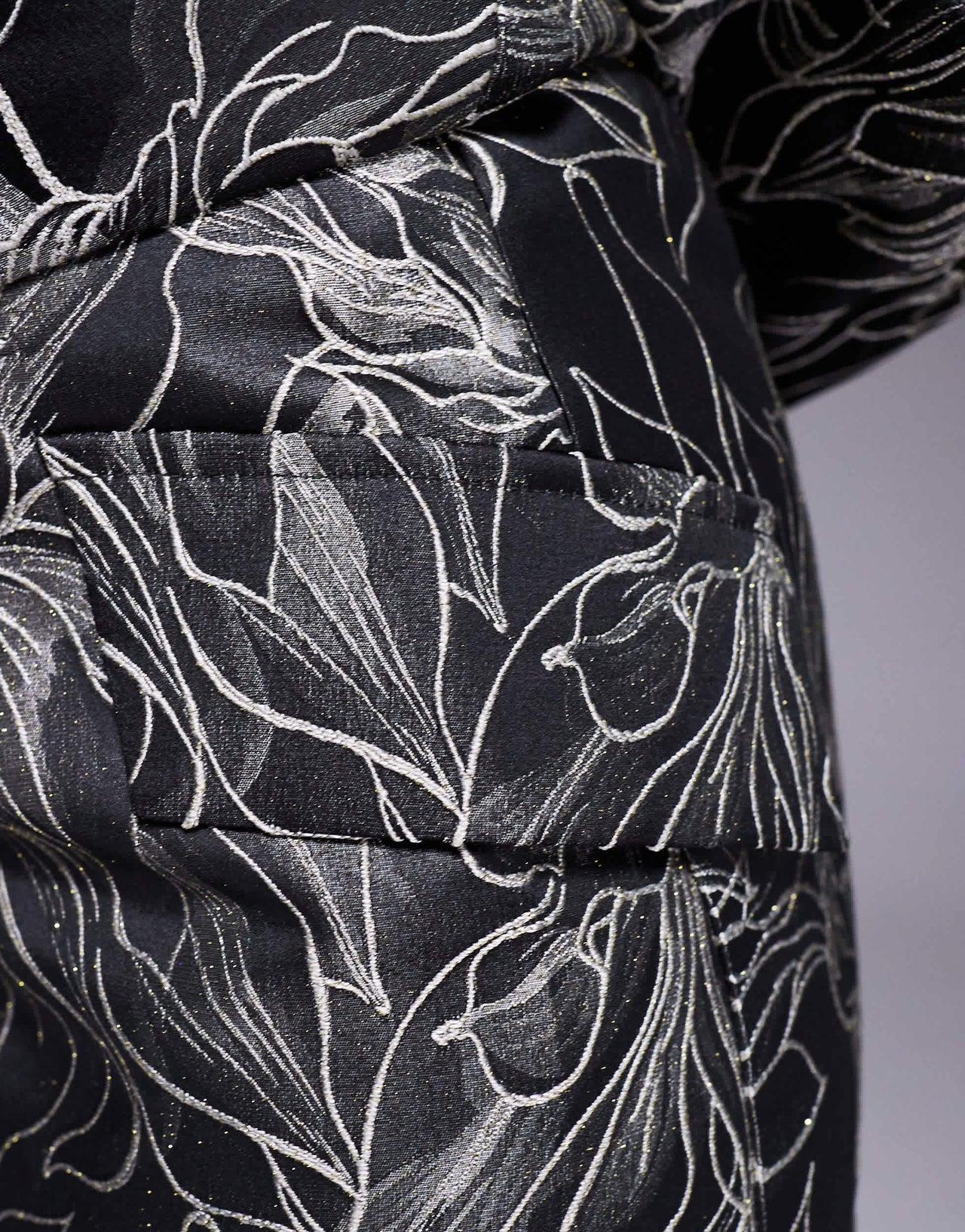 ASOS LUXE jacquard sculpted skirt co-ord in black floral