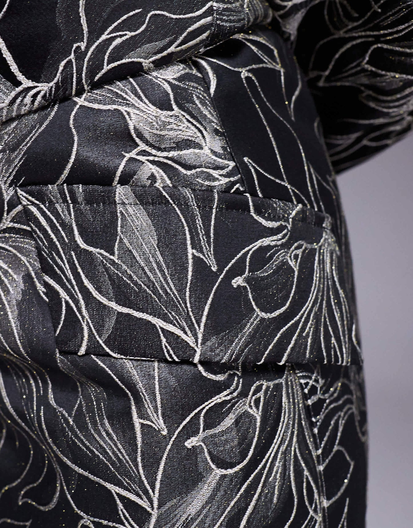ASOS LUXE jacquard sculpted skirt co-ord in black floral
