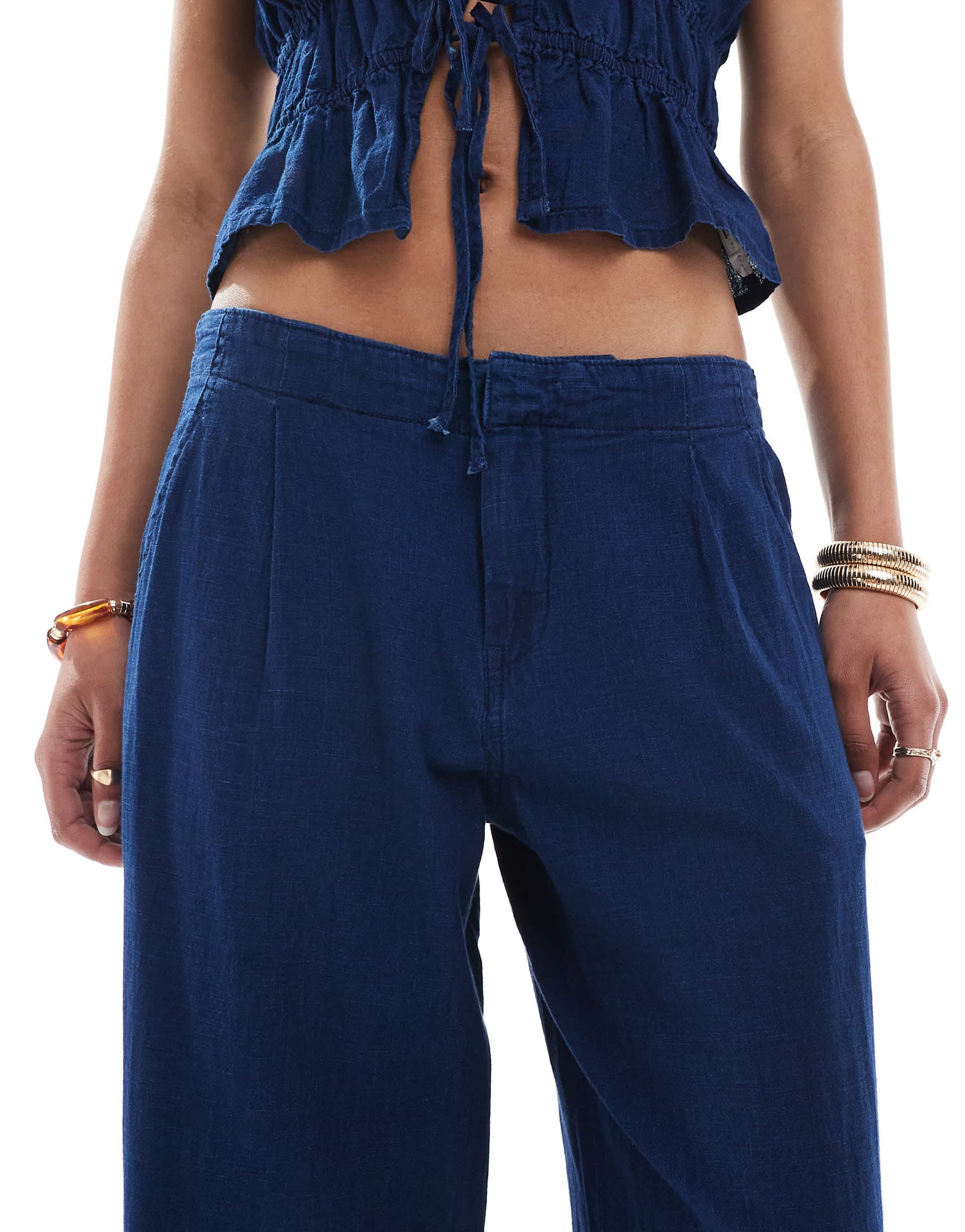 Pull&Bear culotte jean co-ord in dark blue rinse