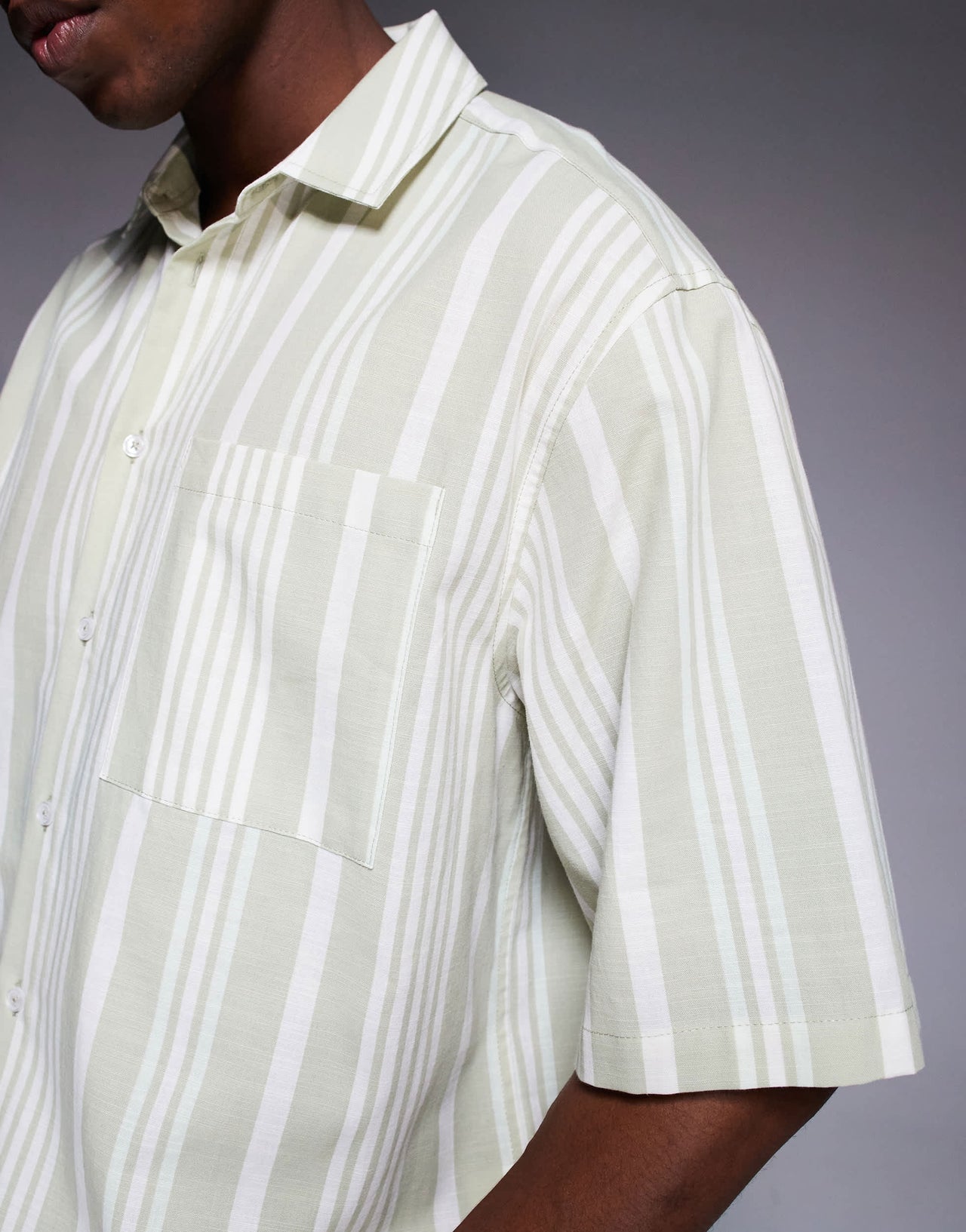 ASOS DESIGN oversized shirt in neutral stripe