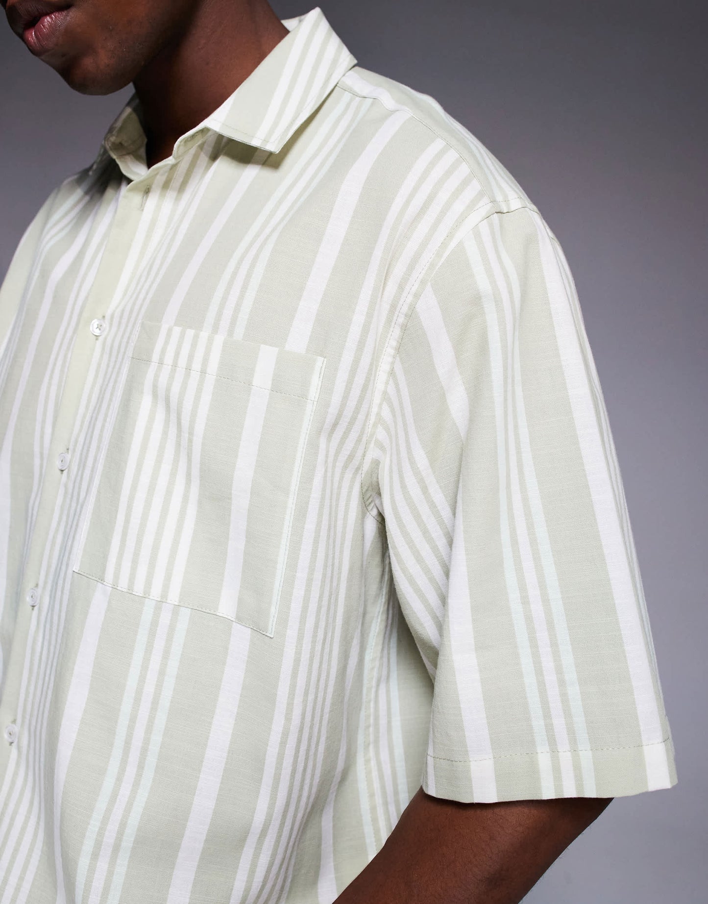 ASOS DESIGN oversized shirt in neutral stripe