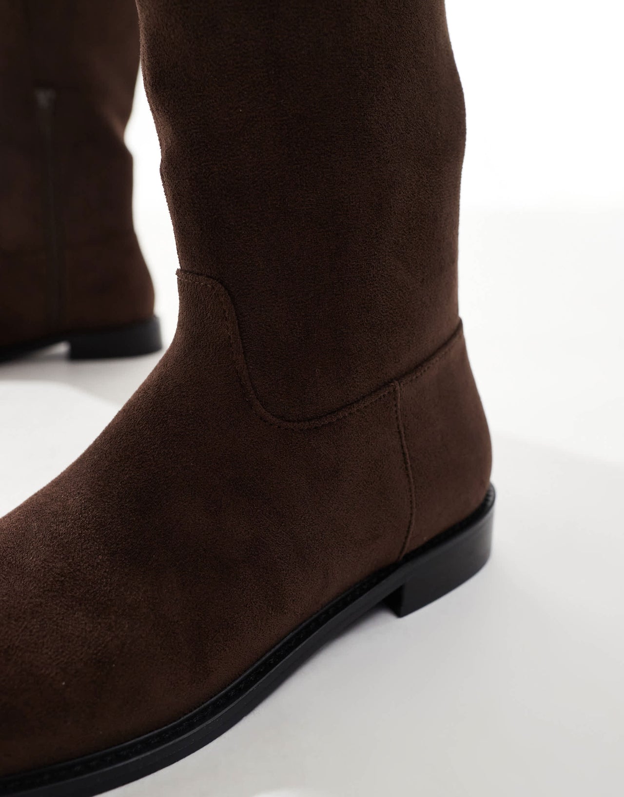 London Rebel Scarlett refined riding boots in suedette chocolate
