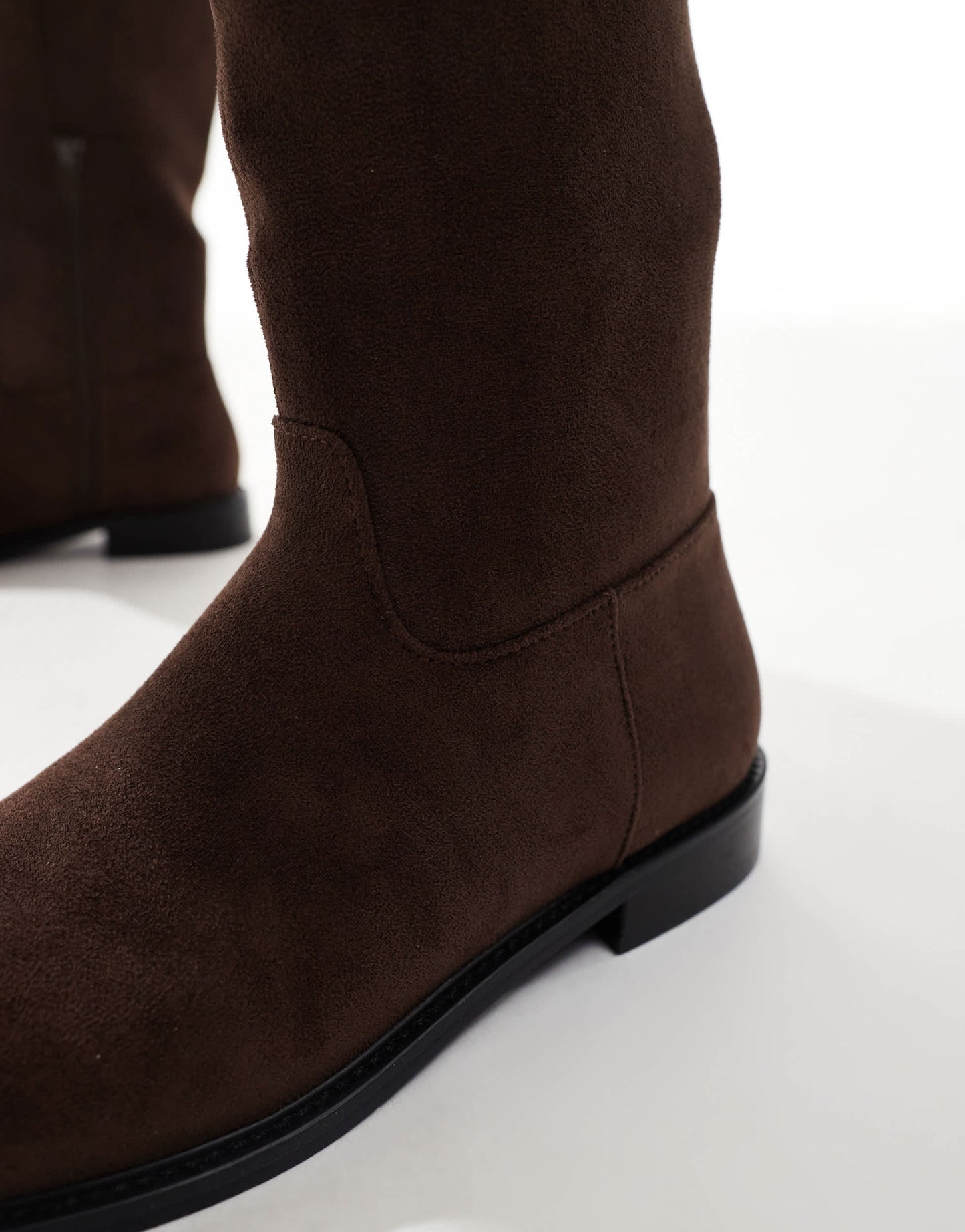London Rebel Scarlett refined riding boots in suedette chocolate