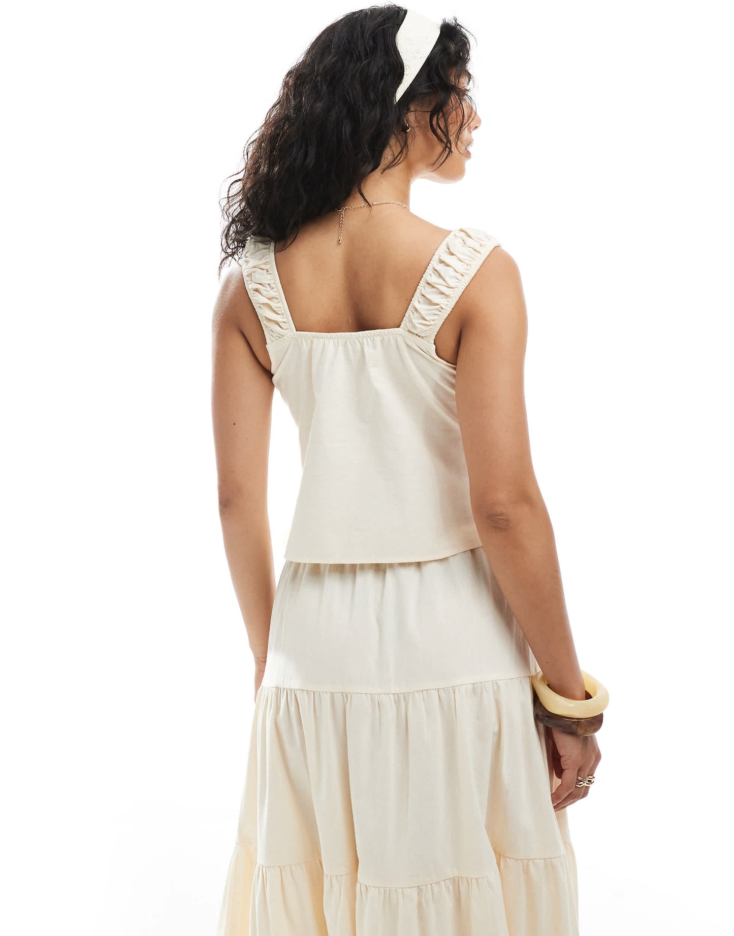 Miss Selfridge tie front cami co-ord in buttermilk