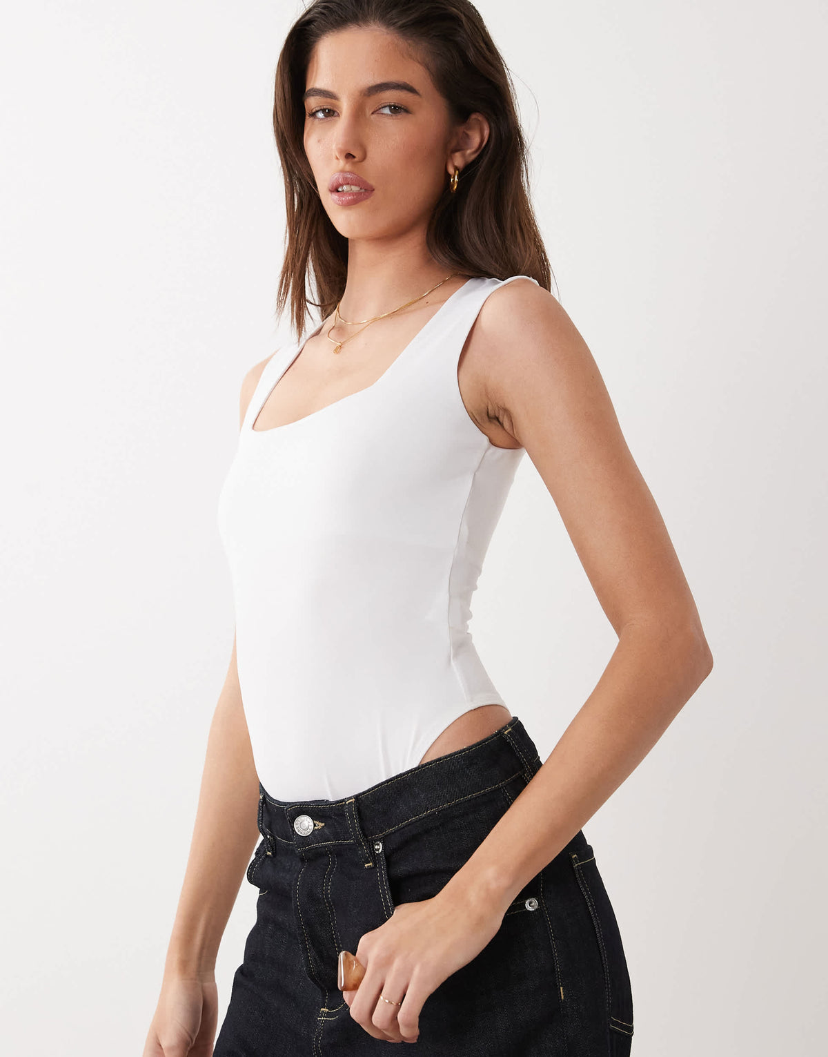 New Look square neck bodysuit in white