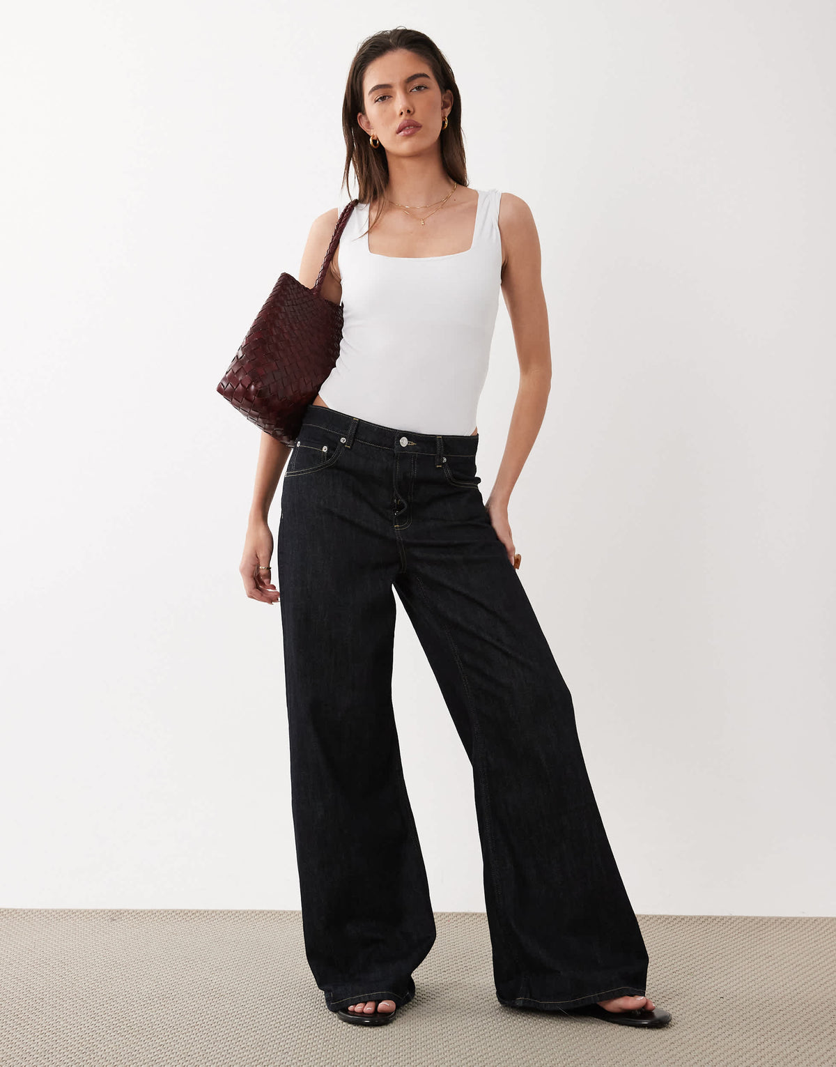 New Look square neck bodysuit in white