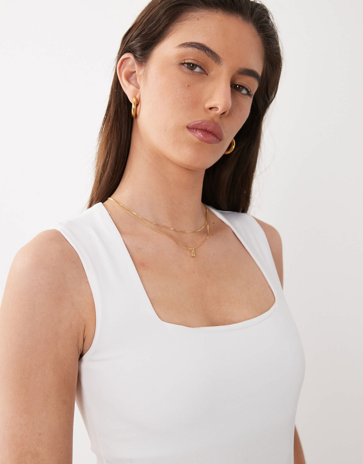 New Look square neck bodysuit in white