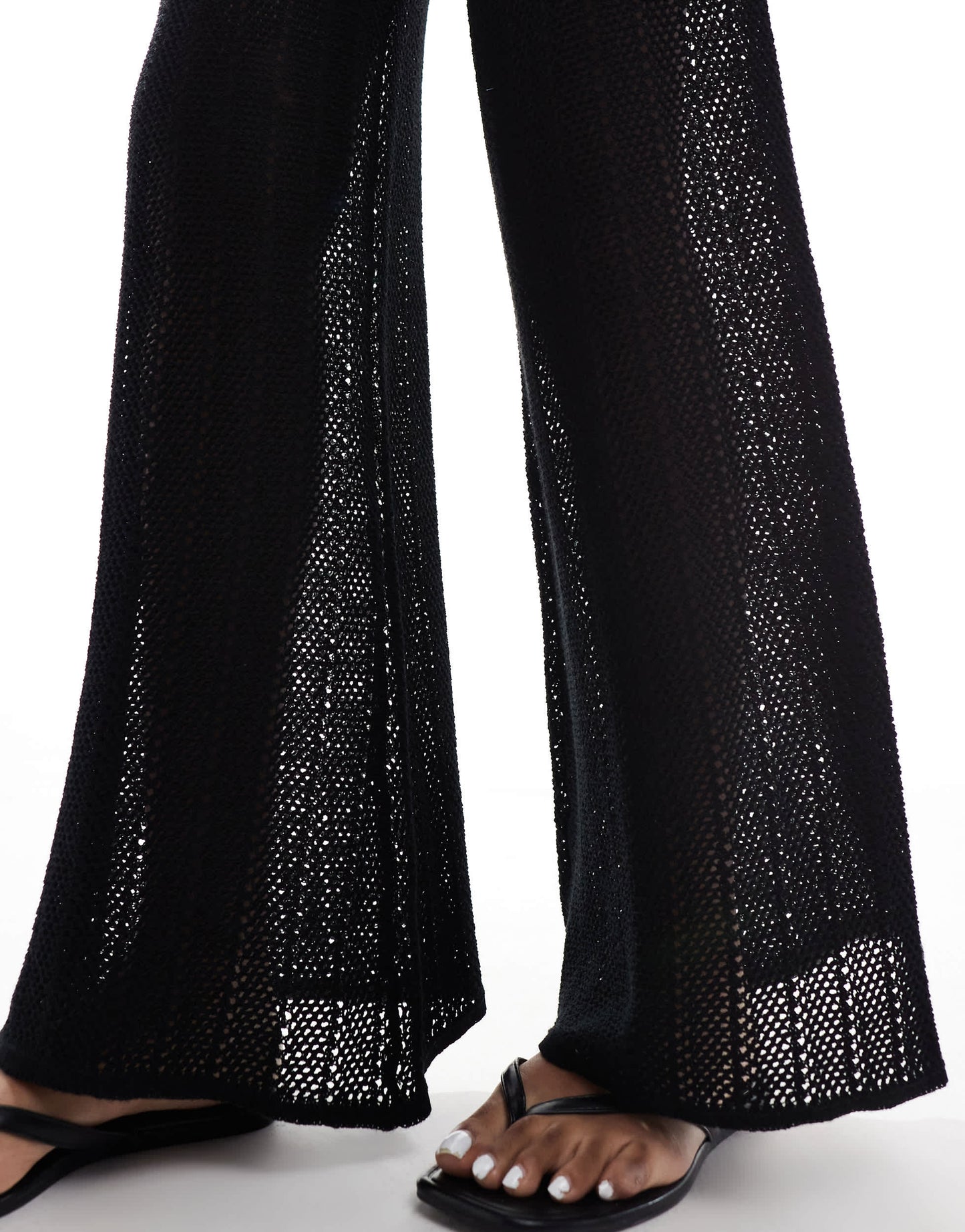 Pull&Bear crochet knitted trouser co-ord in black