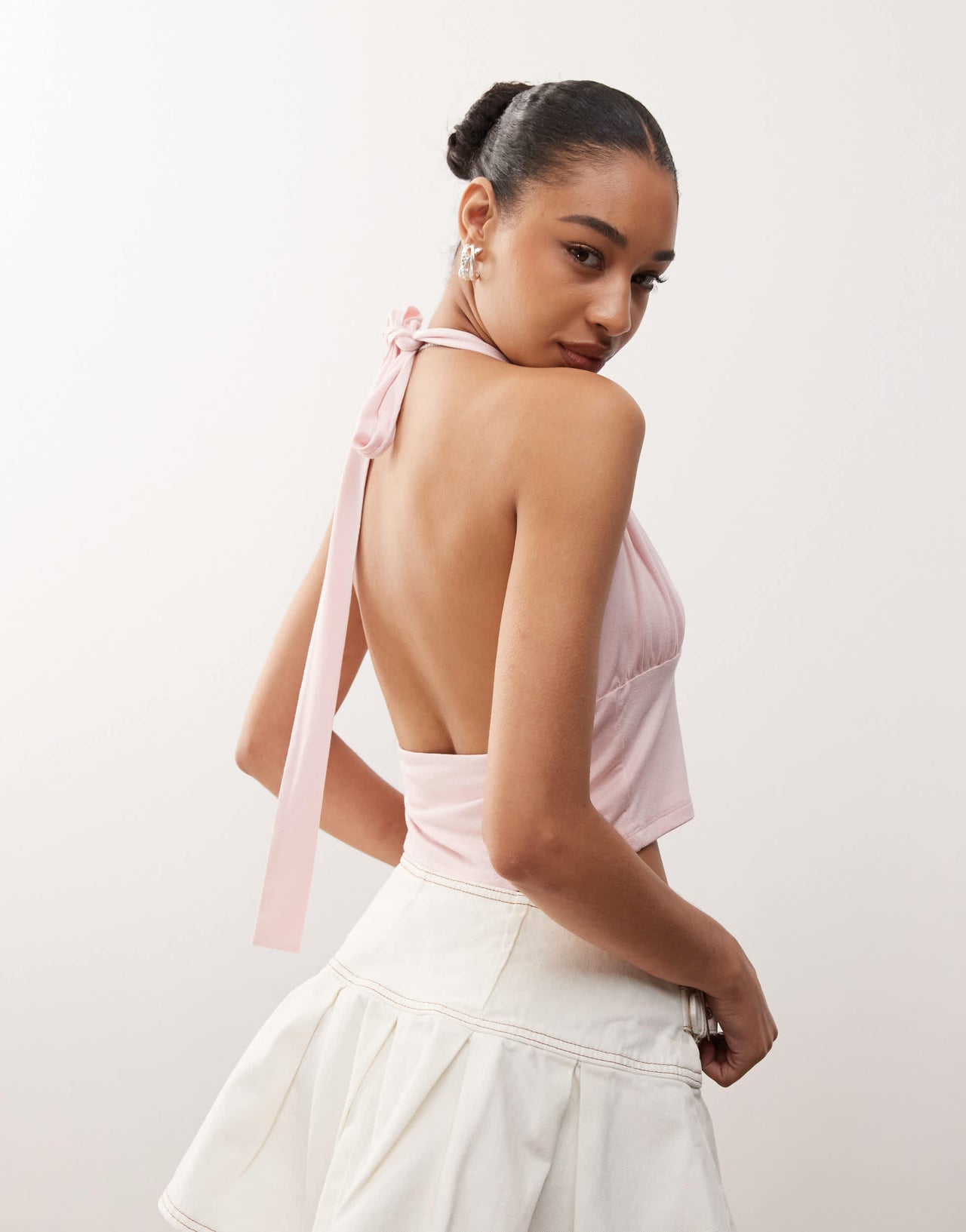 COLLUSION halter top in baby pink
