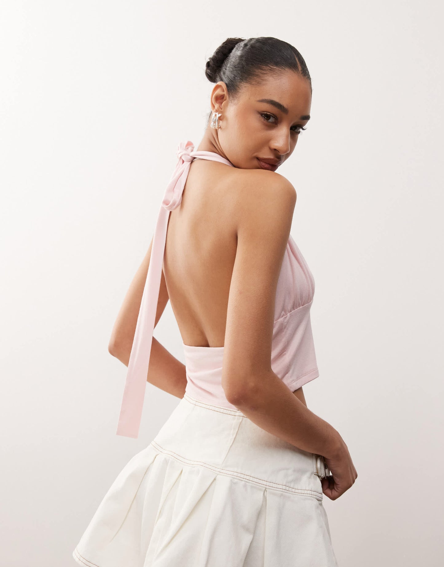 COLLUSION halter top in baby pink