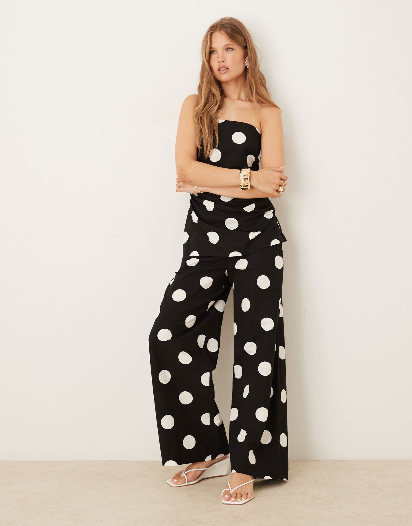 Nobody's Child Marielle linen bandeau top co-ord in black