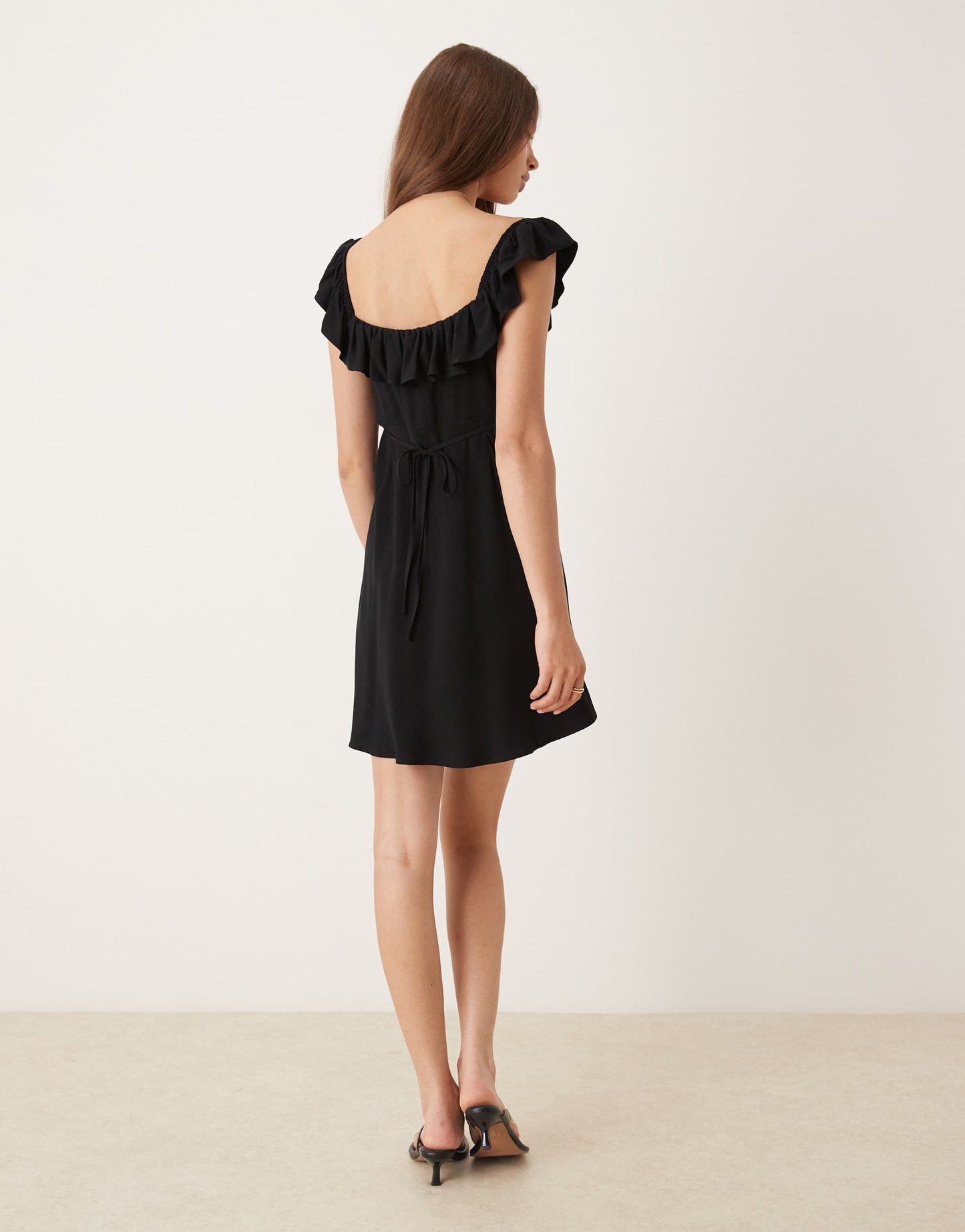 Nobody's Child Libby frill sleeve mini dress in black