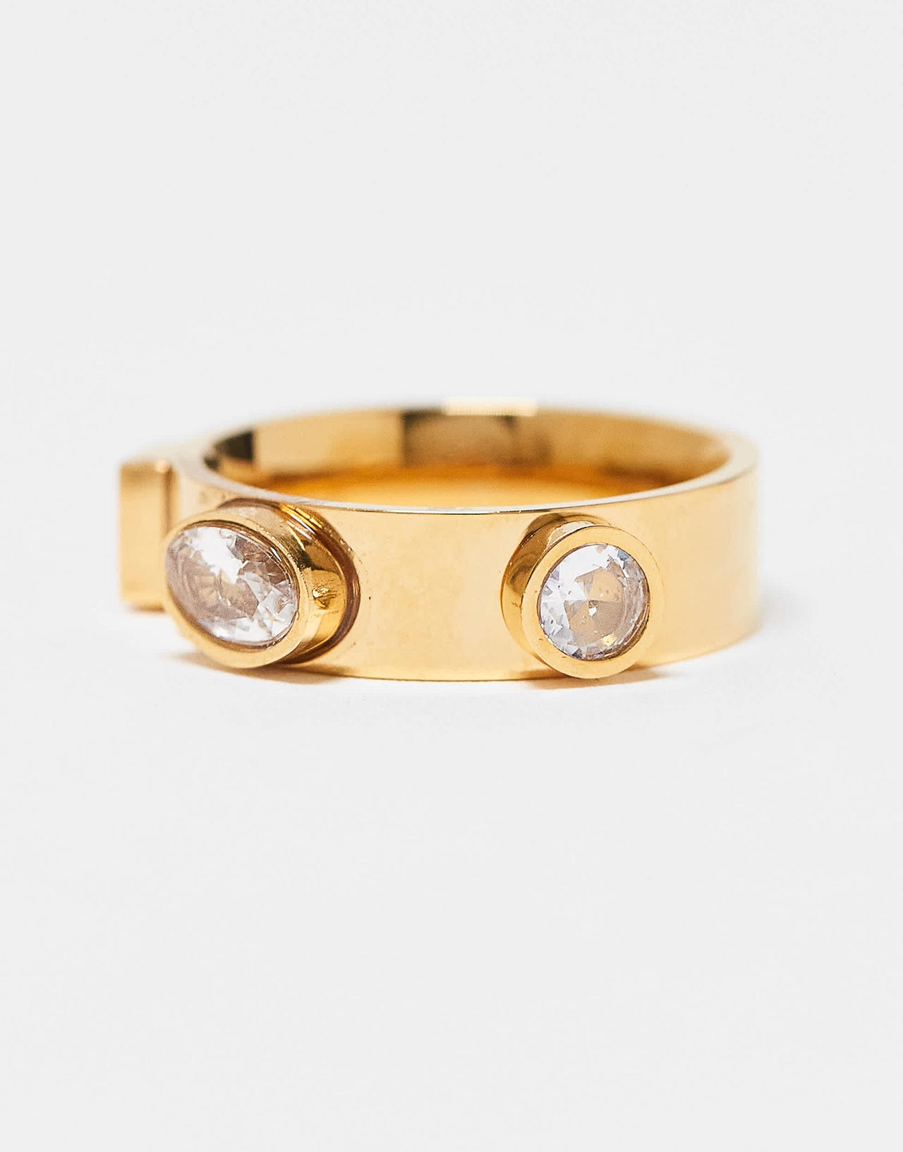 Topshop Sadie stainless steel ring with semi precious clear gems