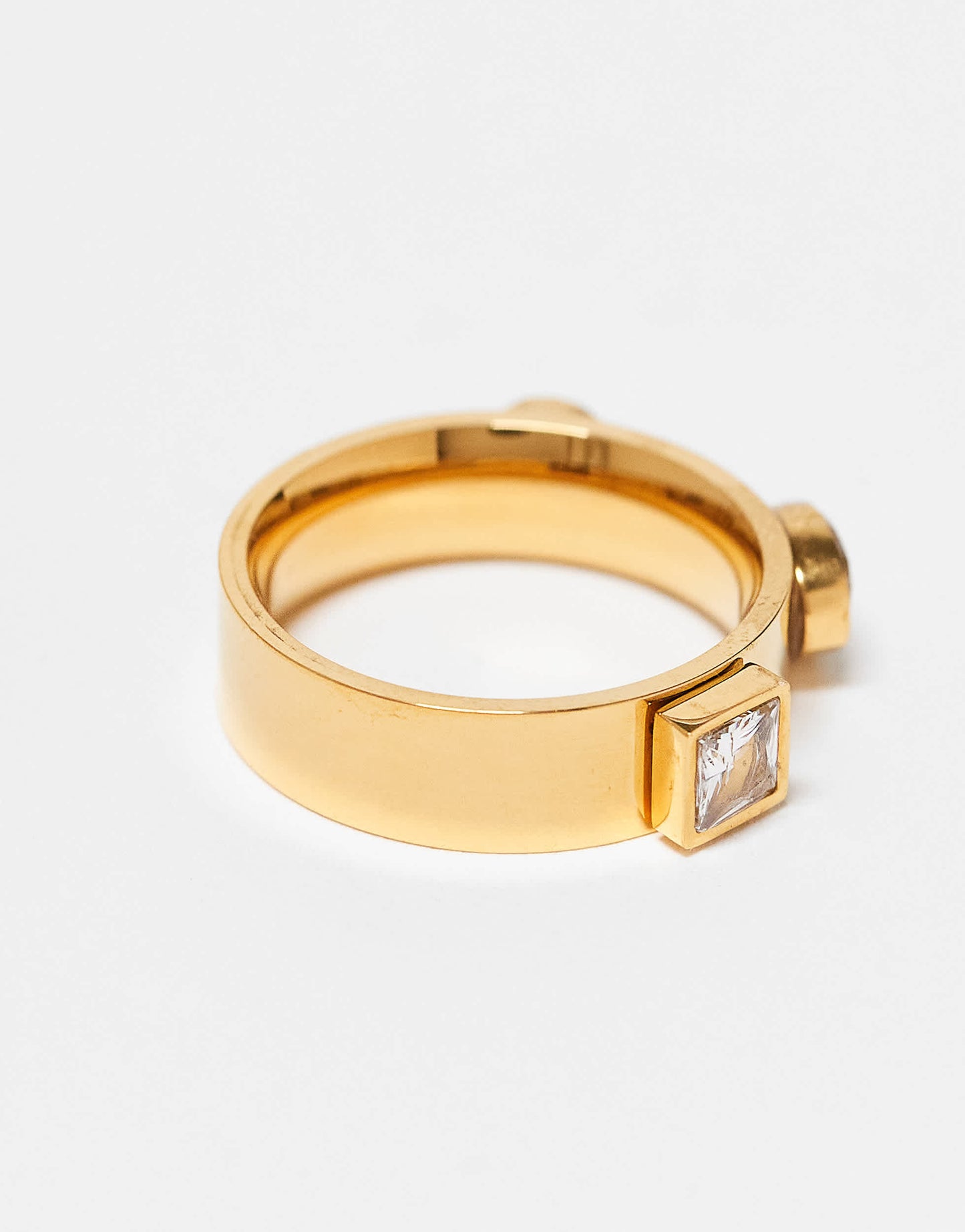 Topshop Sadie stainless steel ring with semi precious clear gems