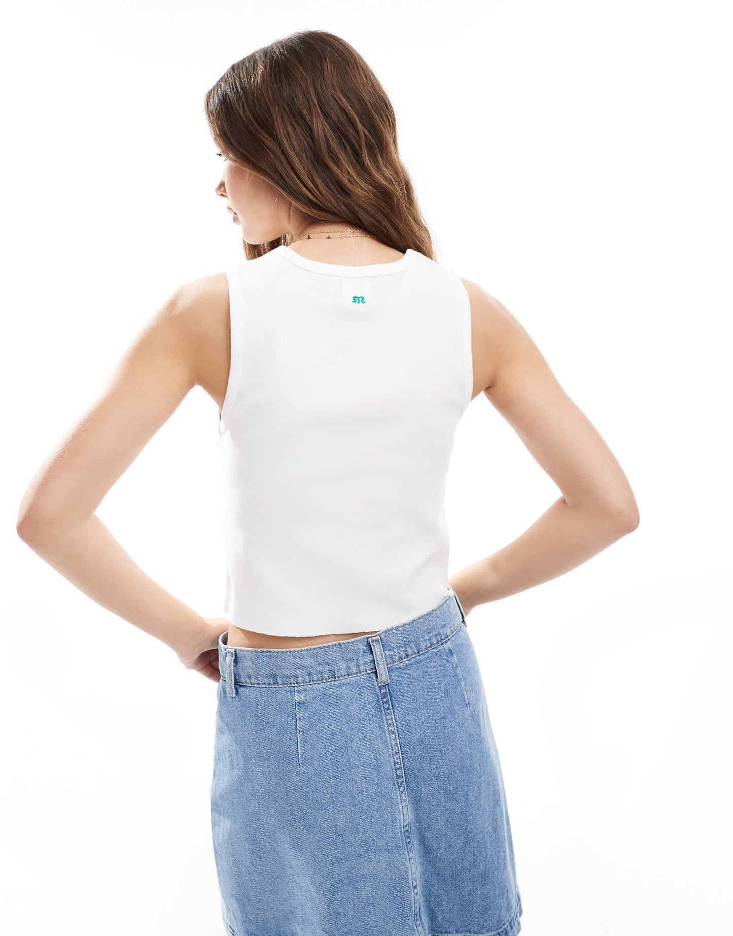 Pull&Bear button through vest top in white