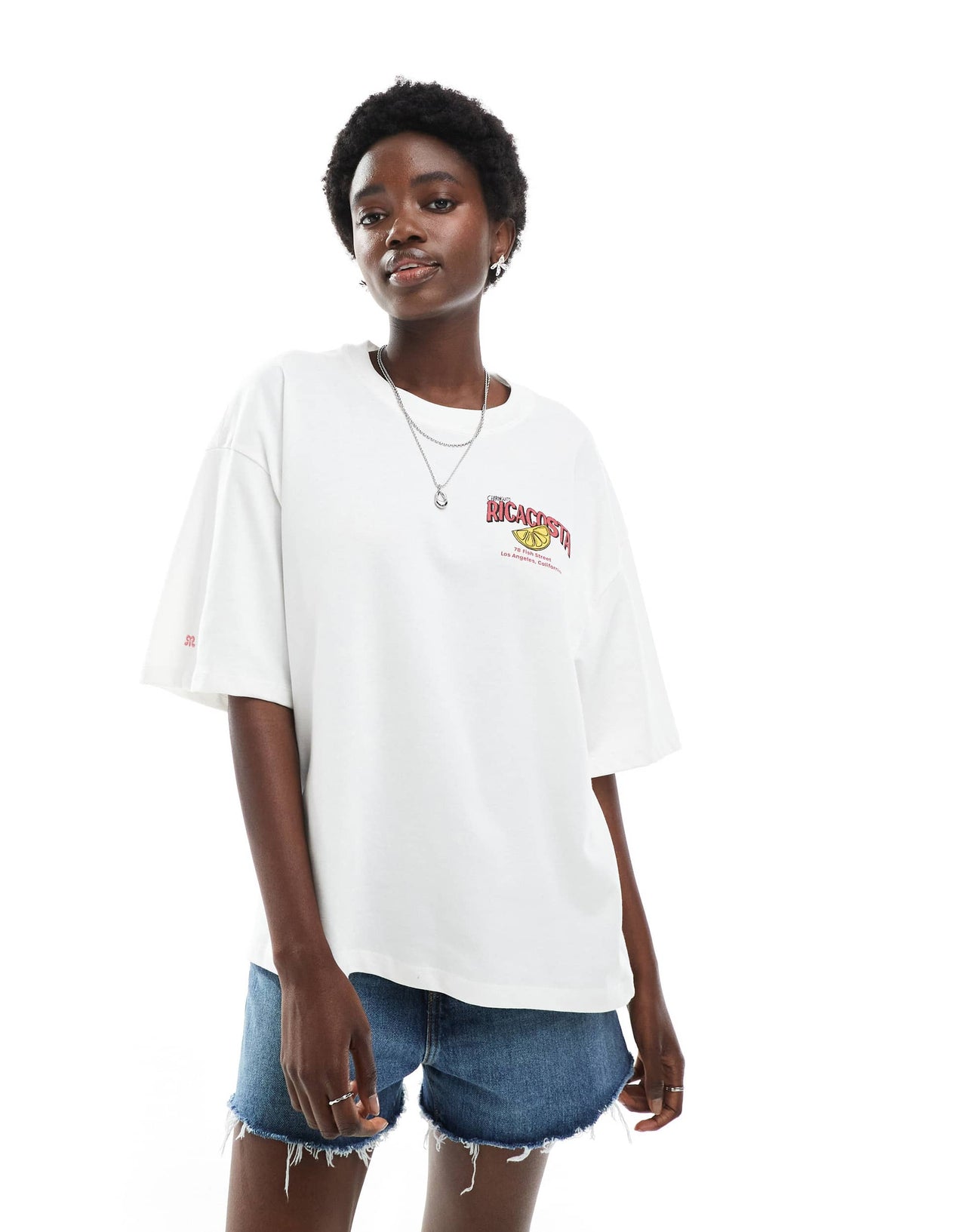 Pull&Bear Ricacosta sardines graphic t-shirt in white