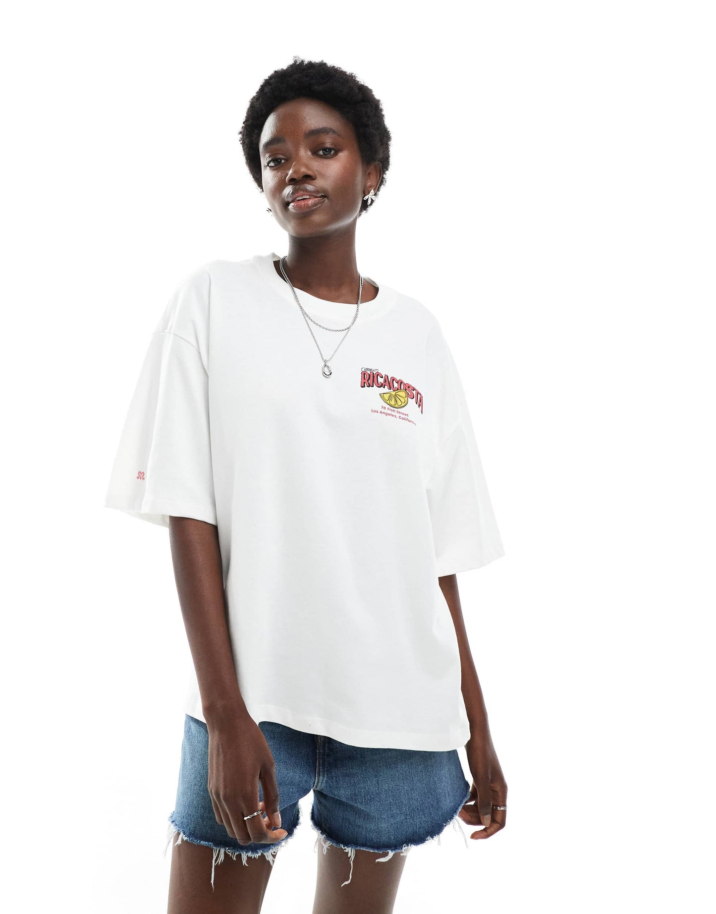Pull&Bear Ricacosta sardines graphic t-shirt in white