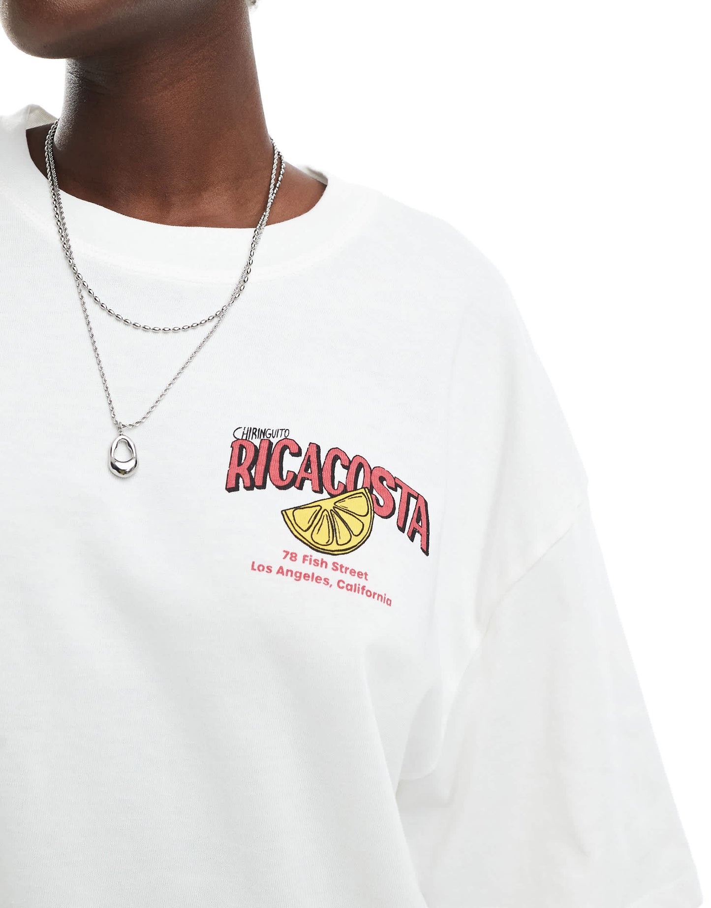 Pull&Bear Ricacosta sardines graphic t-shirt in white