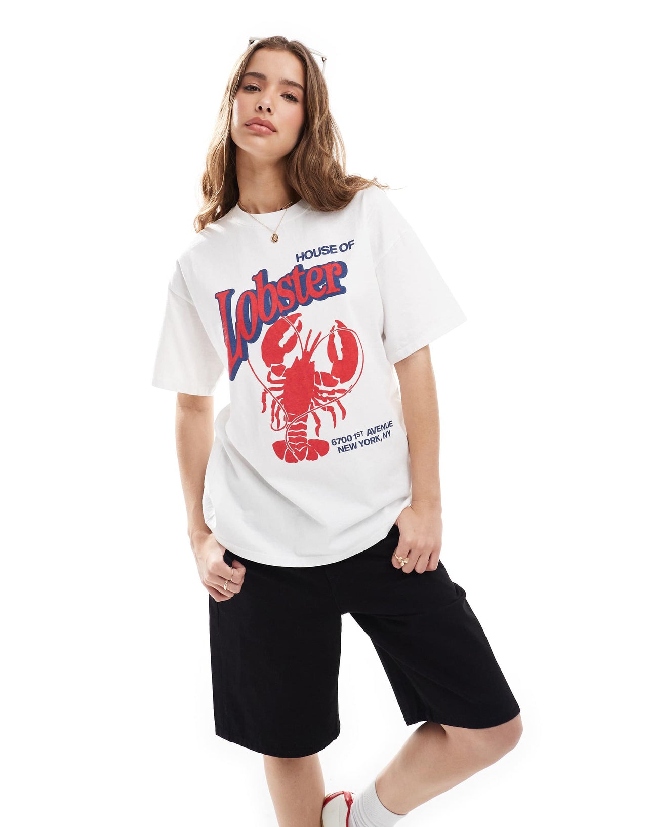 Pull&Bear lobster graphic t-shirt in blue